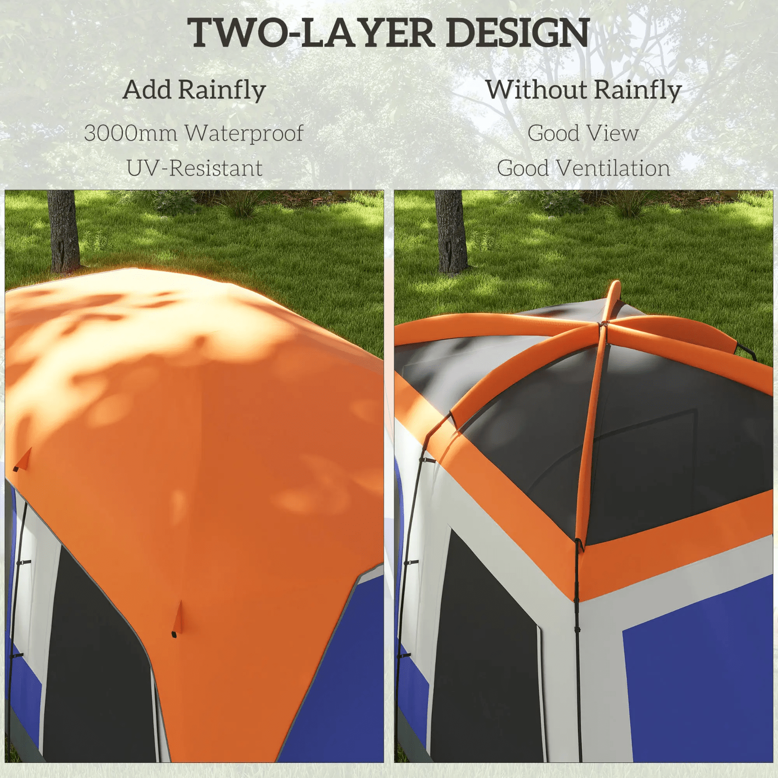 6 Man Camping Tent Mesh Windows Groundsheet Ventilation Orange Air Vents FOXDEN - Home and Garden Furniture Shop - rustic - furniture