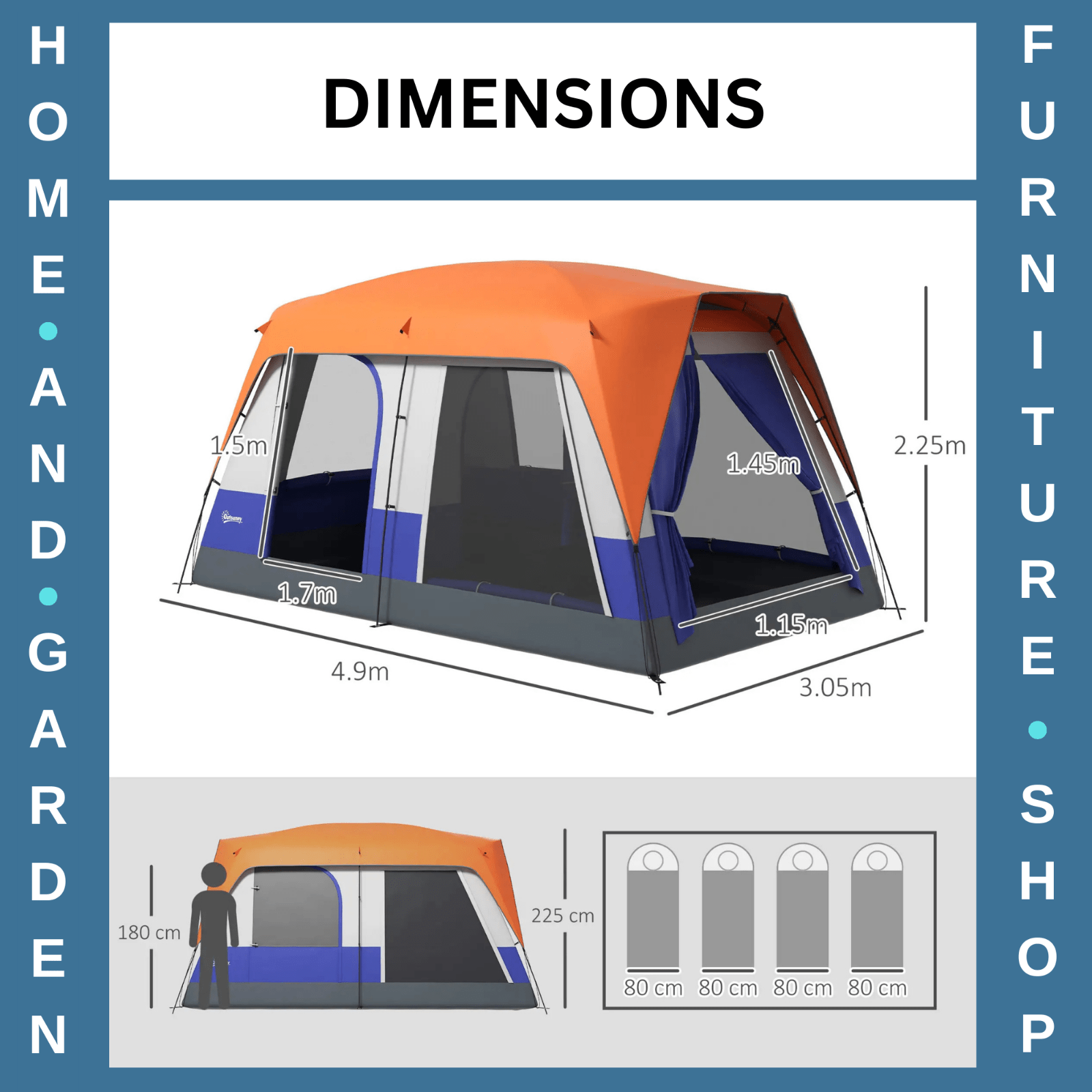 6 Man Camping Tent with Rainfly Accessories Portable Outdoor Shelter for Trip - Home and Garden Furniture Shop - rustic - furniture