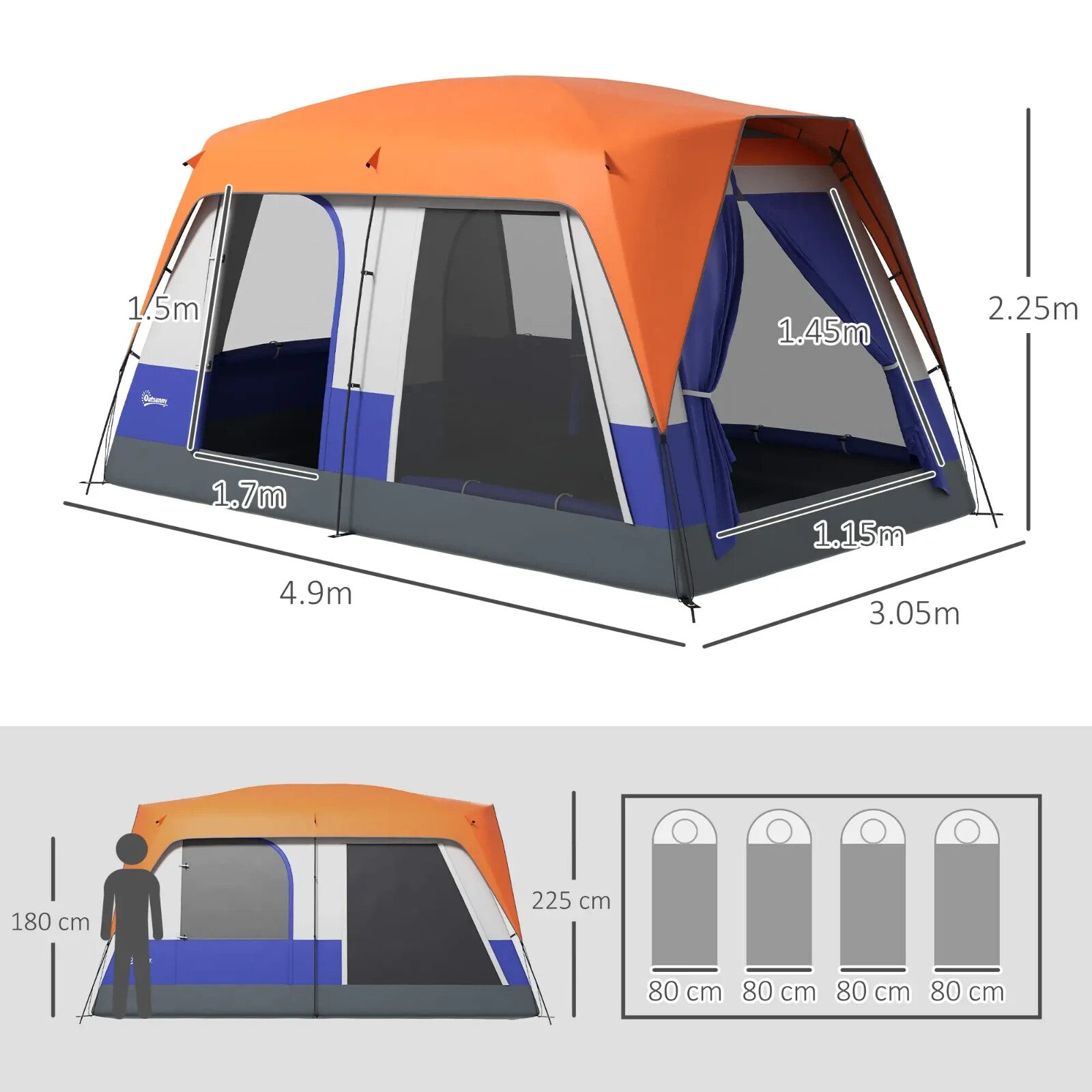 6 Man Camping Tent with Rainfly Accessories Portable Outdoor Shelter for Trip - Home and Garden Furniture Shop - rustic - furniture