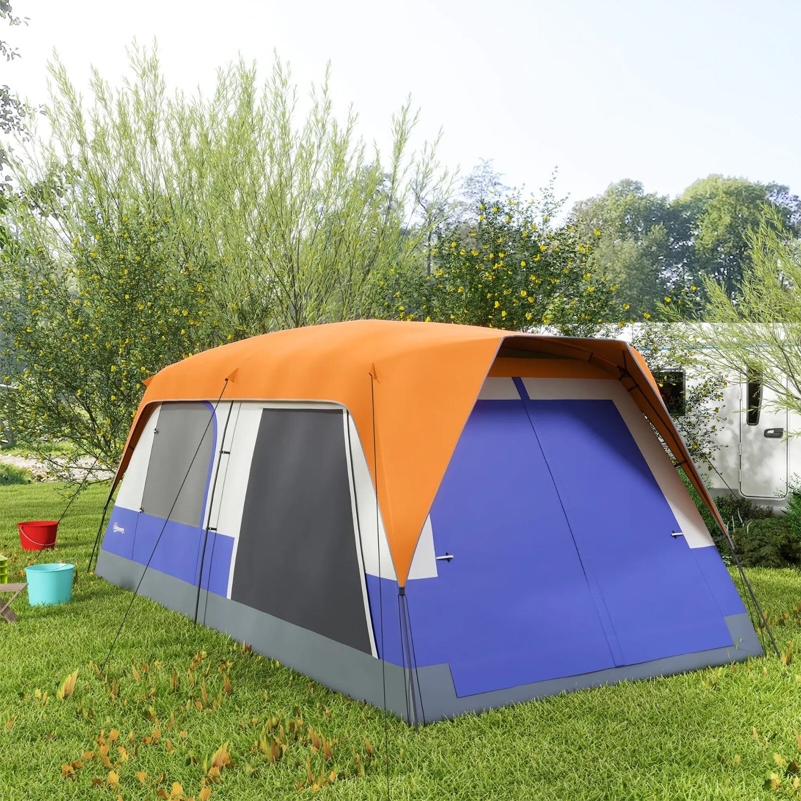 6 Man Camping Tent with Rainfly Accessories Portable Outdoor Shelter for Trip - Home and Garden Furniture Shop - rustic - furniture