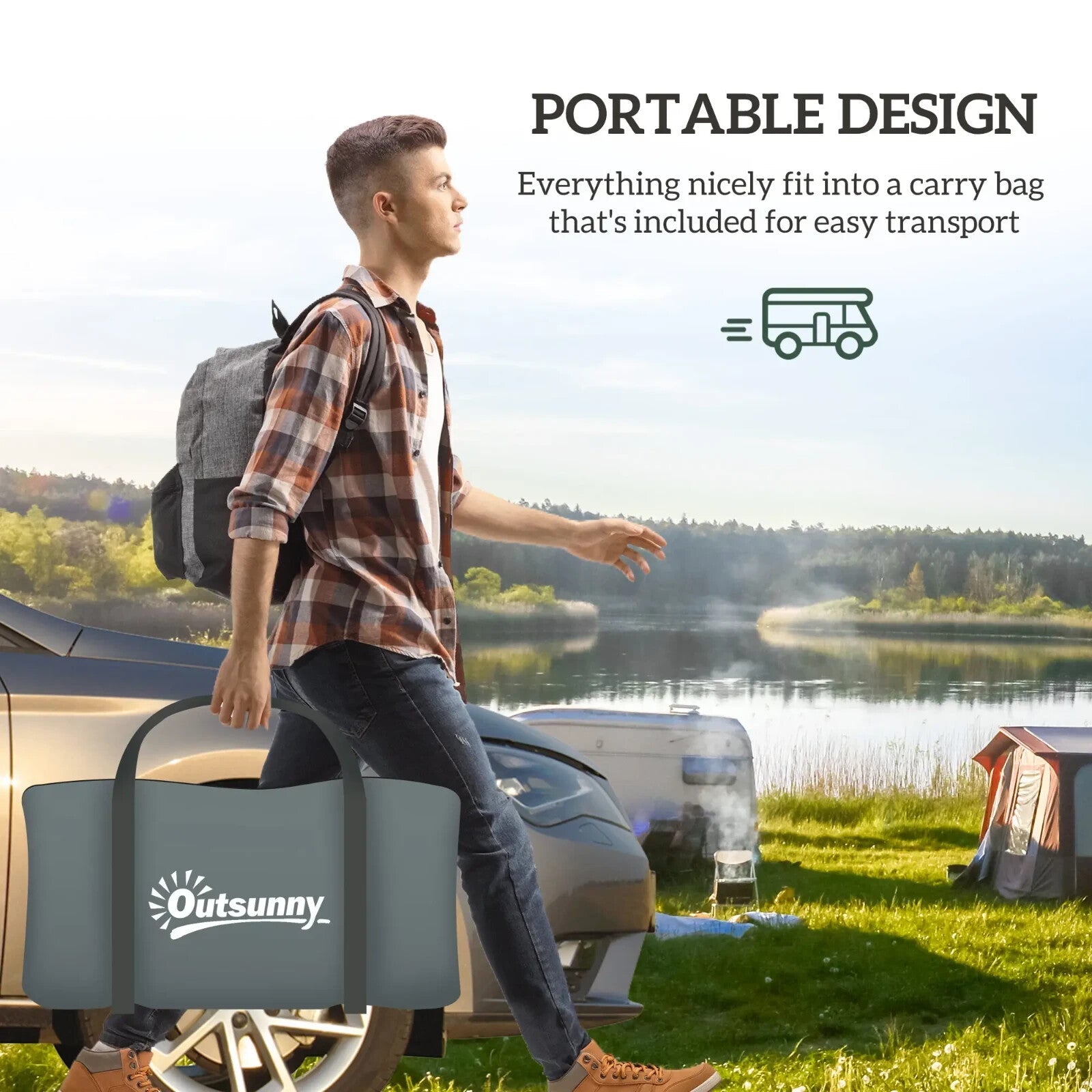 6 Man Camping Tent with Rainfly Accessories Portable Outdoor Shelter for Trip - Home and Garden Furniture Shop - rustic - furniture