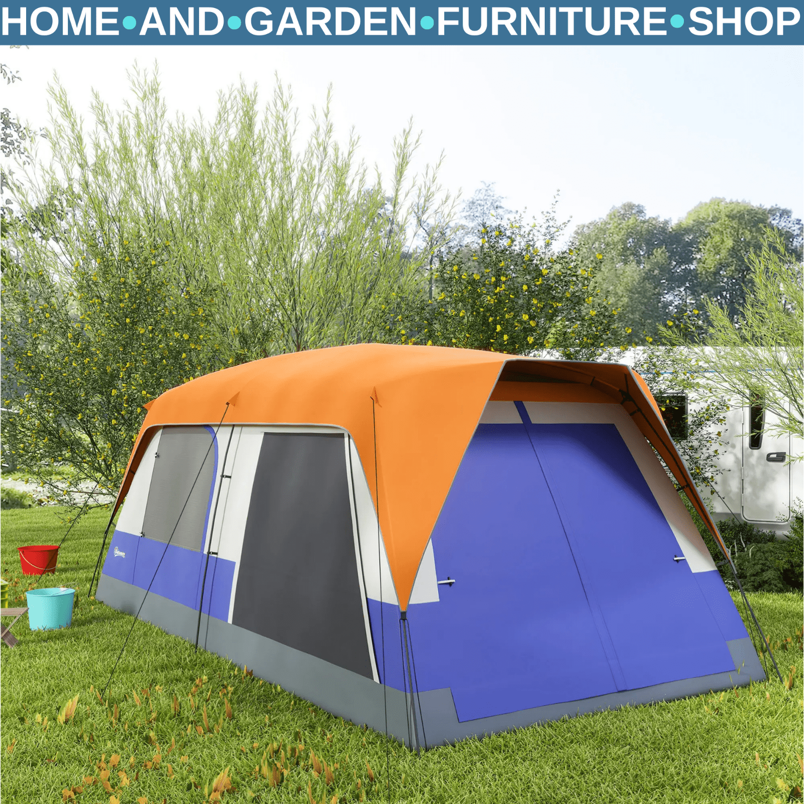 6 Man Camping Tent with Rainfly Accessories Portable Outdoor Shelter for Trip - Home and Garden Furniture Shop - rustic - furniture