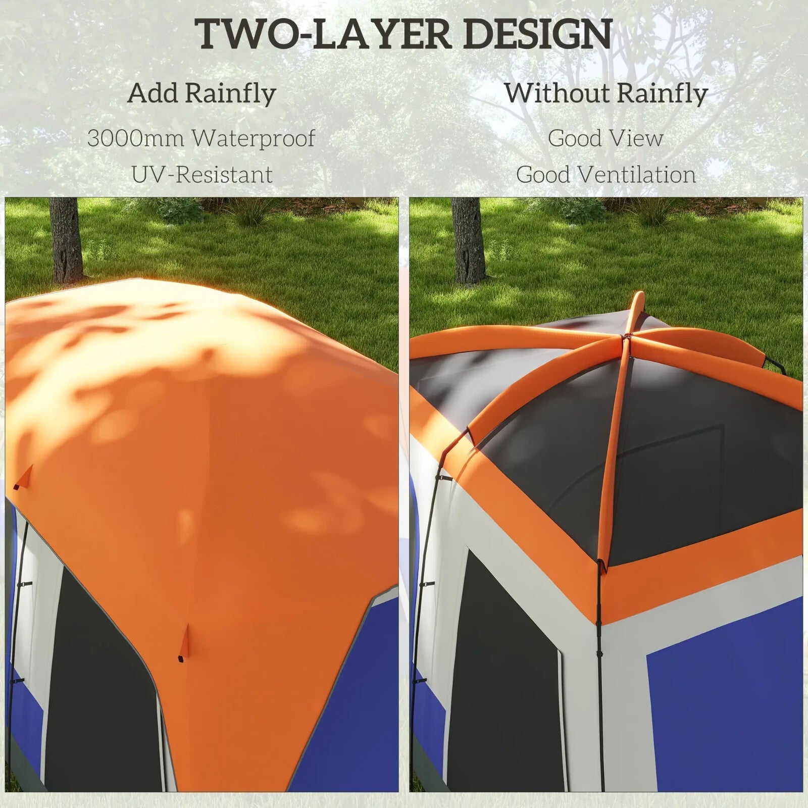 6 Man Camping Tent with Rainfly Accessories Portable Outdoor Shelter for Trip - Home and Garden Furniture Shop - rustic - furniture