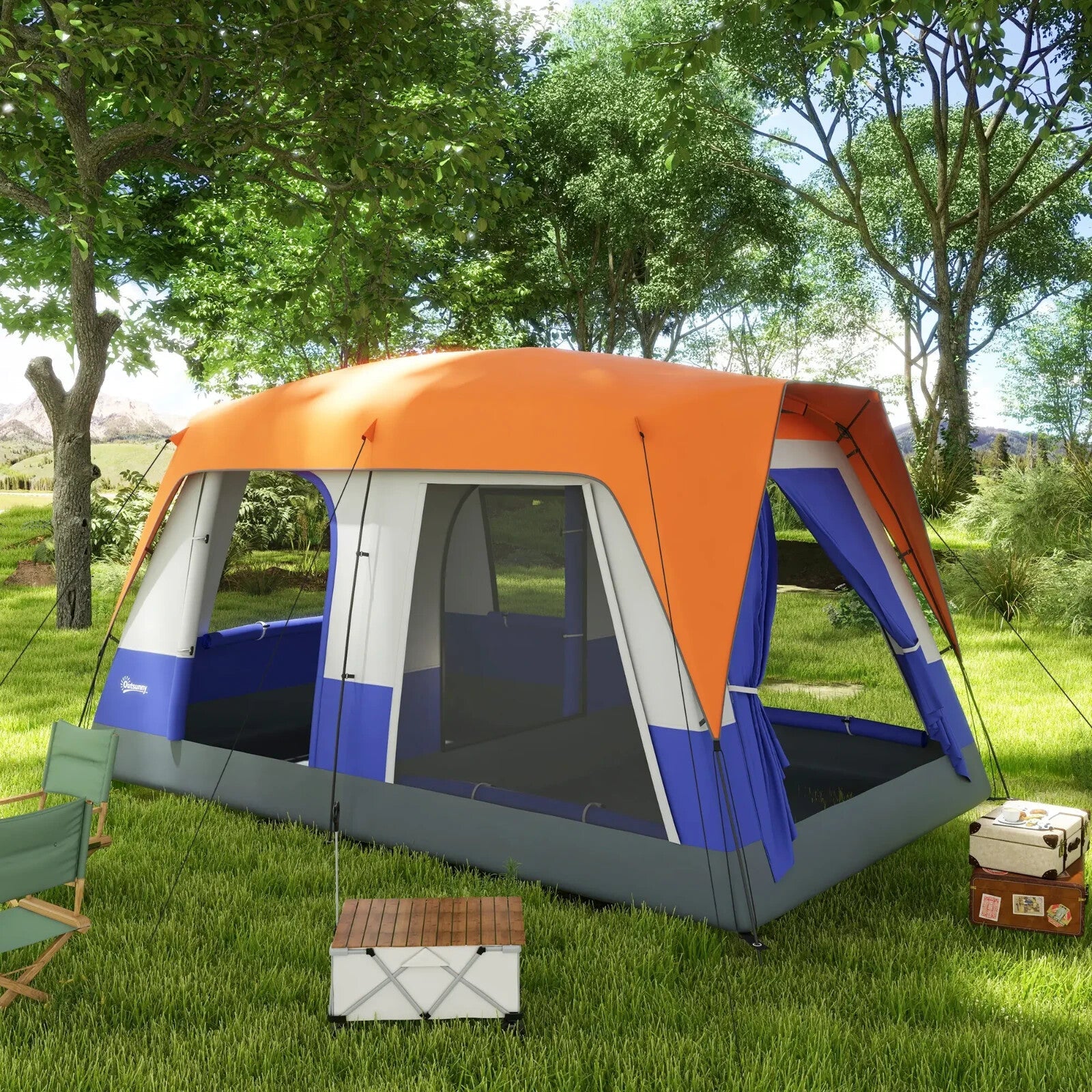6 Man Camping Tent with Rainfly Accessories Portable Outdoor Shelter for Trip - Home and Garden Furniture Shop - rustic - furniture