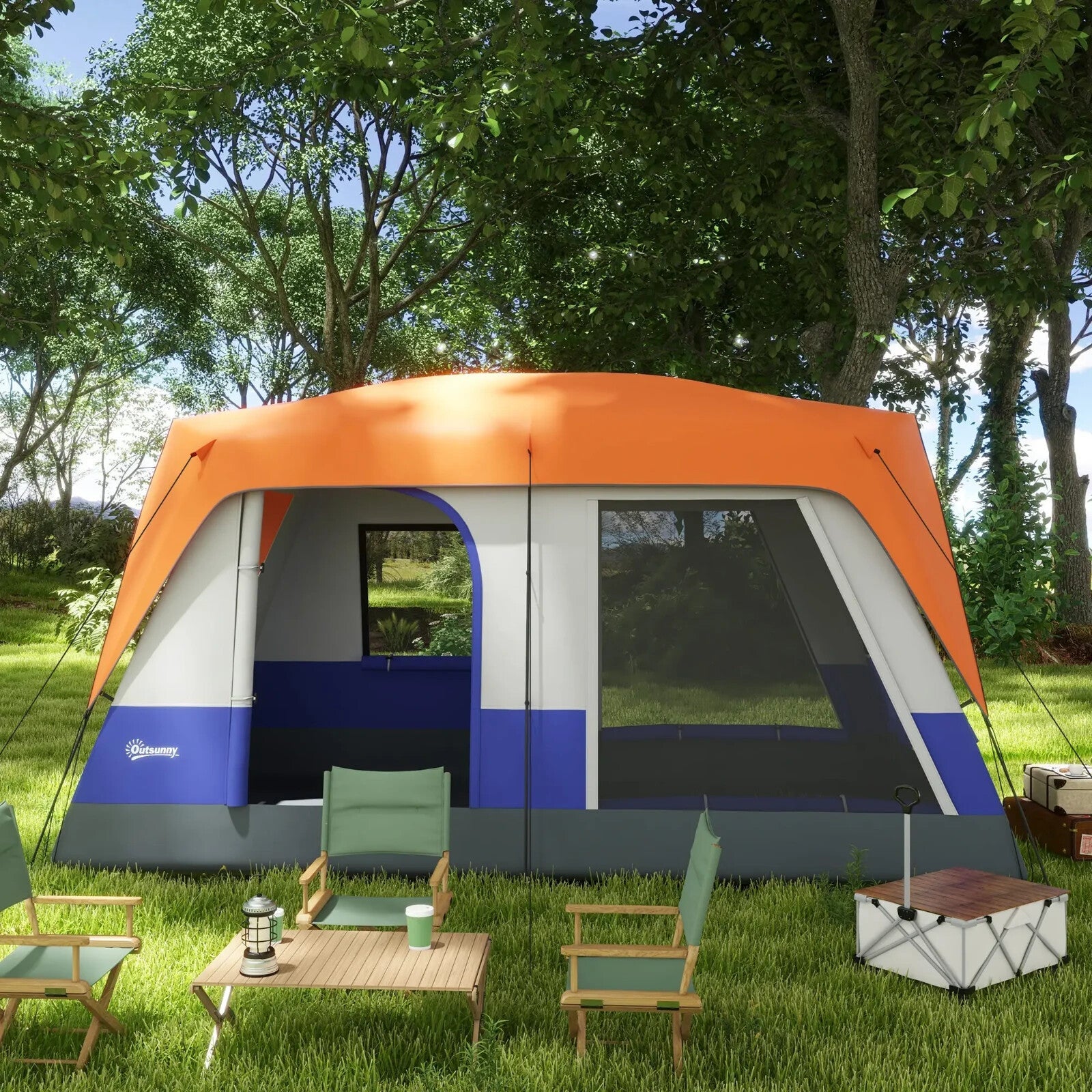 6 Man Camping Tent with Rainfly Accessories Portable Outdoor Shelter for Trip - Home and Garden Furniture Shop - rustic - furniture