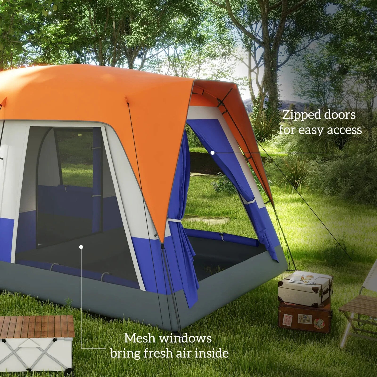 6 Man Camping Tent with Rainfly Accessories Portable Outdoor Shelter for Trip - Home and Garden Furniture Shop - rustic - furniture
