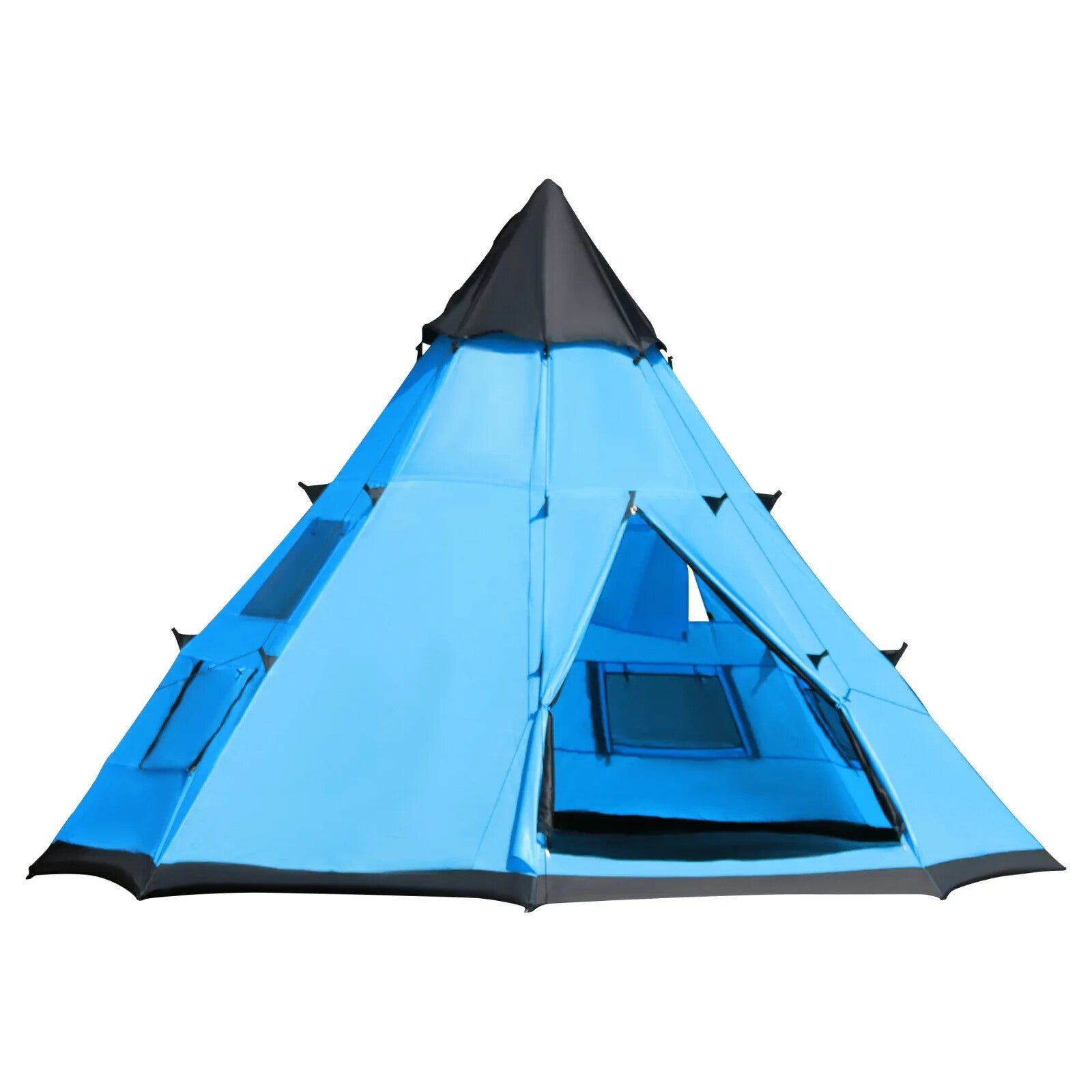 6 Man Tipi Camping Tent Teepee Family Shelter with Zipped Door Mesh Windows - Home and Garden Furniture Shop - rustic - furniture