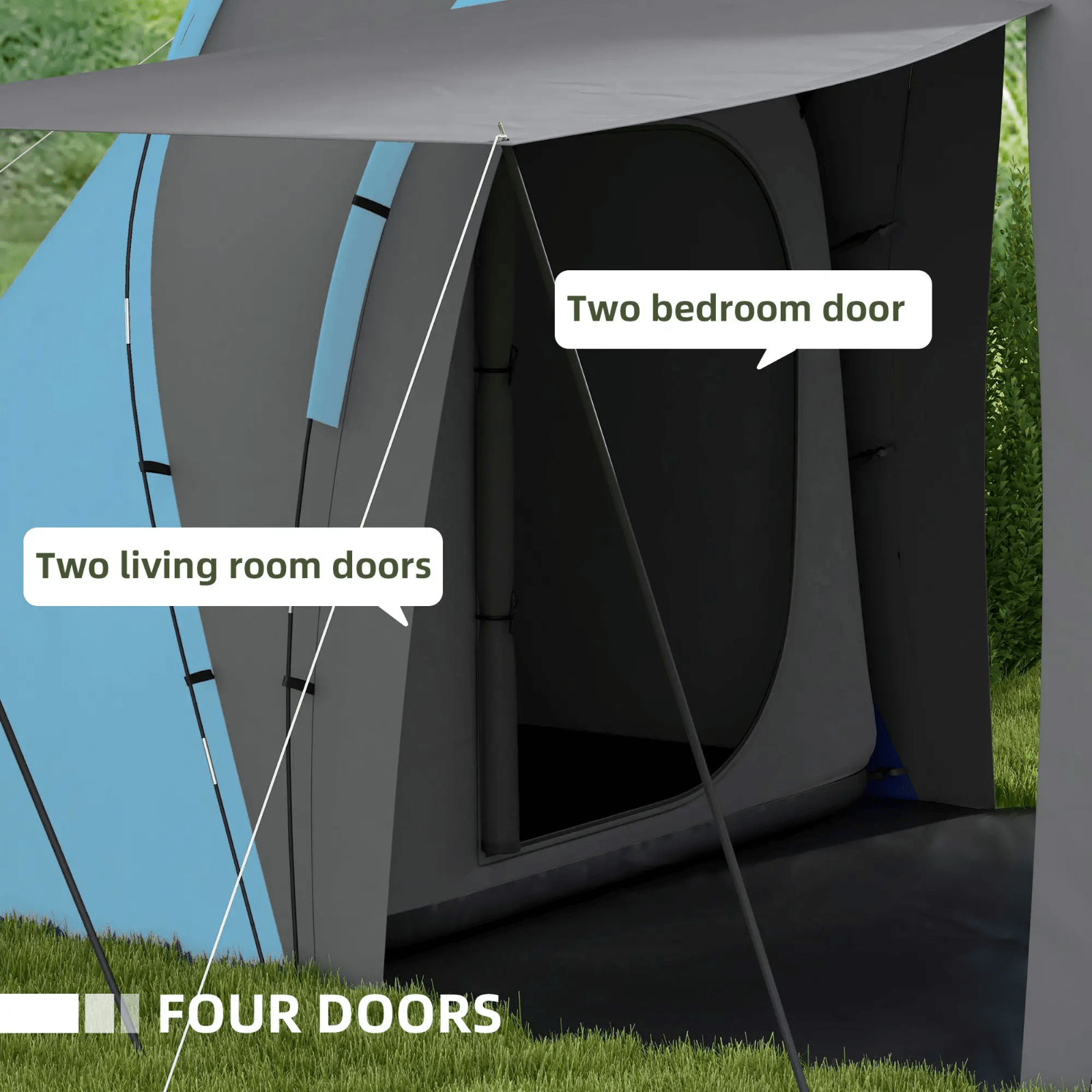 6 Man Tunnel Tent Porch Waterproof 2 Bedroom Mesh Windows Air Vents FOXDEN - Home and Garden Furniture Shop - rustic - furniture