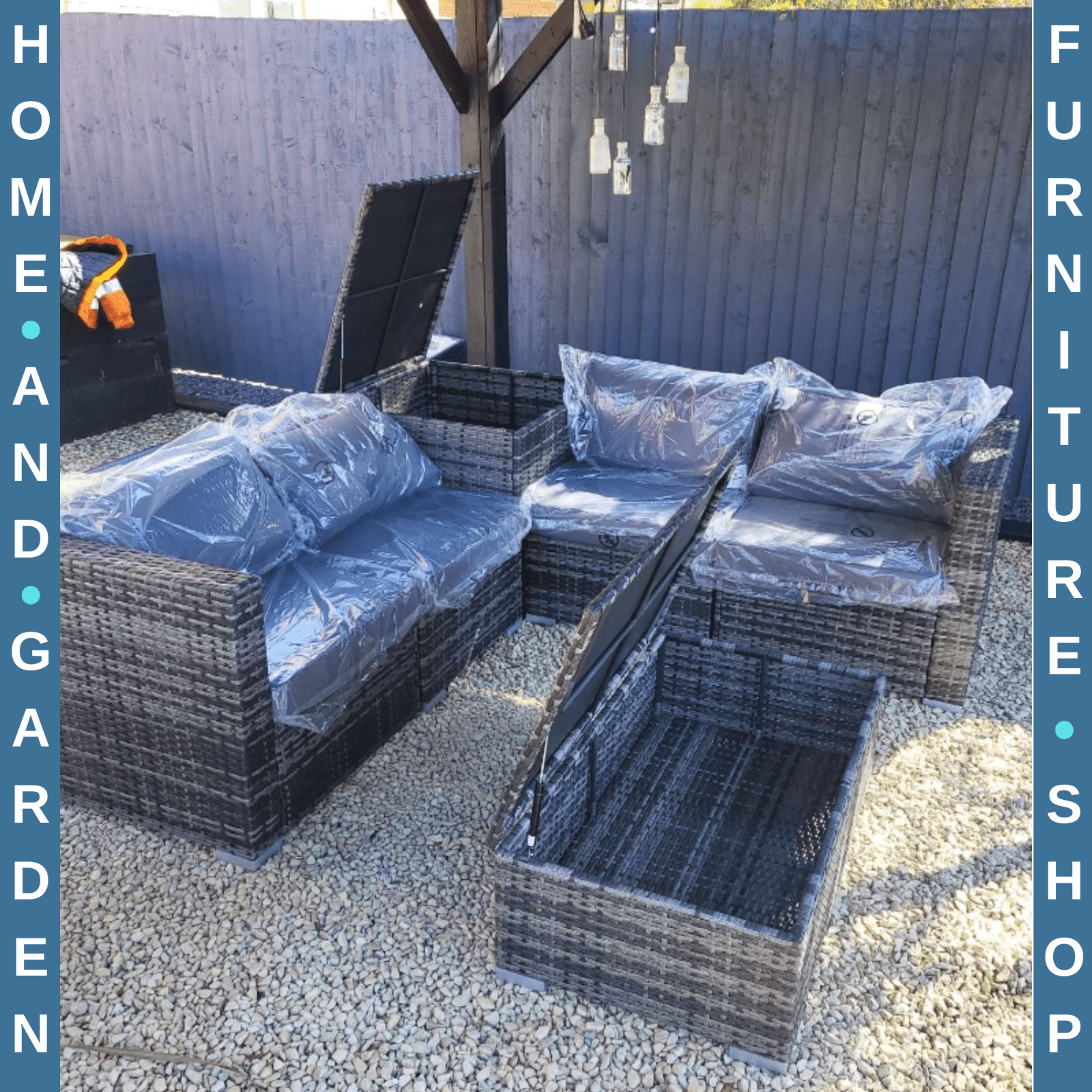 6 Pcs Rattan Corner Sofa Set 4 Seats Garden Furniture w/ Storage Table & Ottoman - Home and Garden Furniture Shop - rustic - furniture