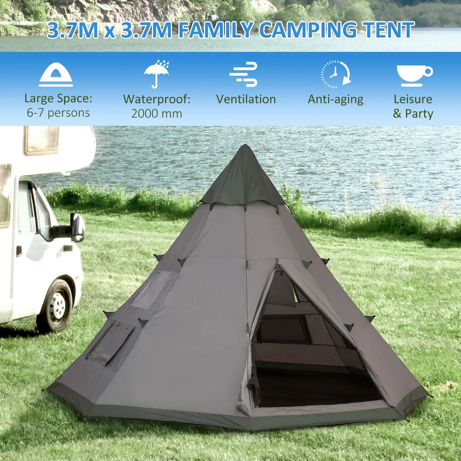 6 Person Camping Tent Outdoor Waterproof Metal Frame with Carry Bag Family Size - Home and Garden Furniture Shop - rustic - furniture