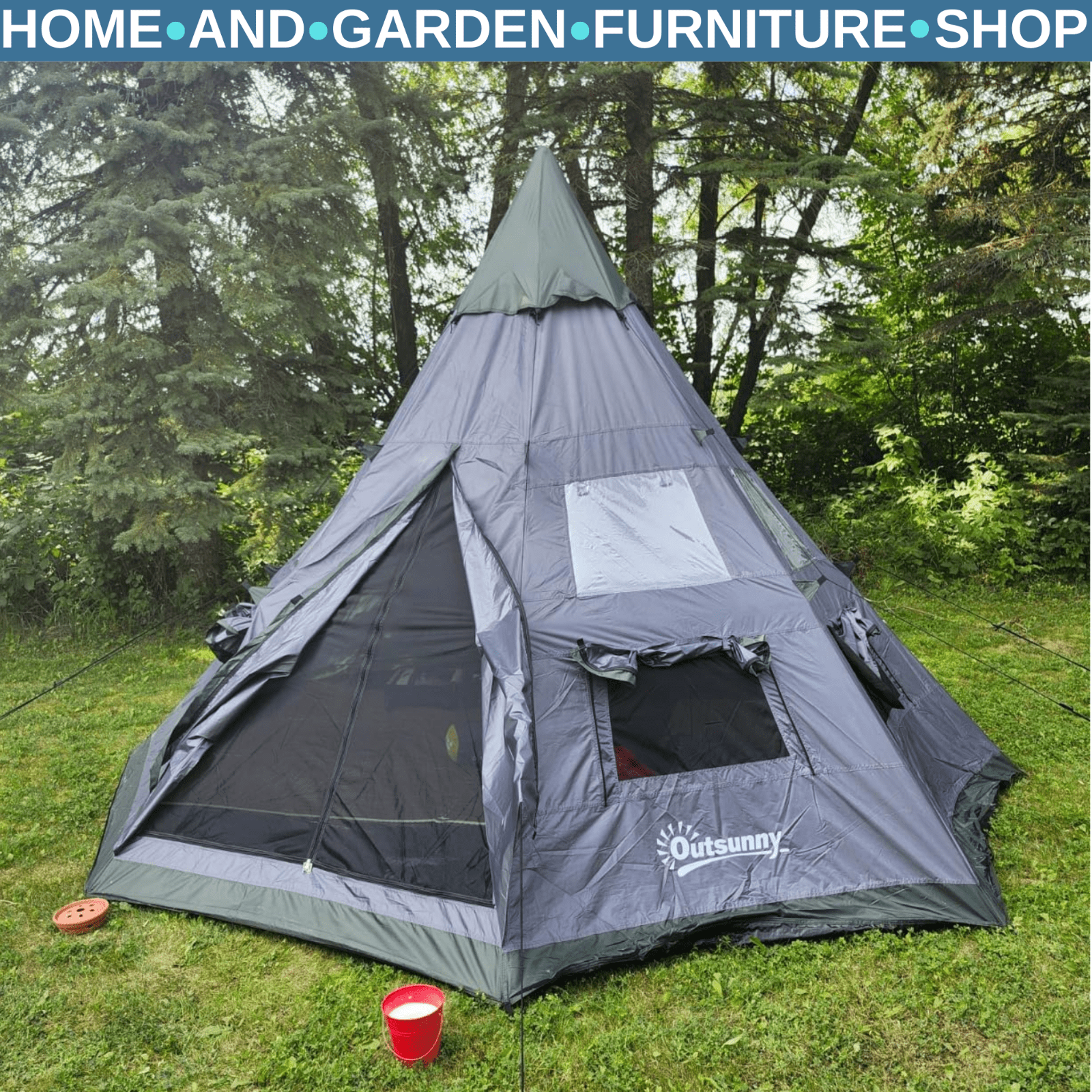 6 Person Camping Tent Outdoor Waterproof Metal Frame with Carry Bag Family Size - Home and Garden Furniture Shop - rustic - furniture