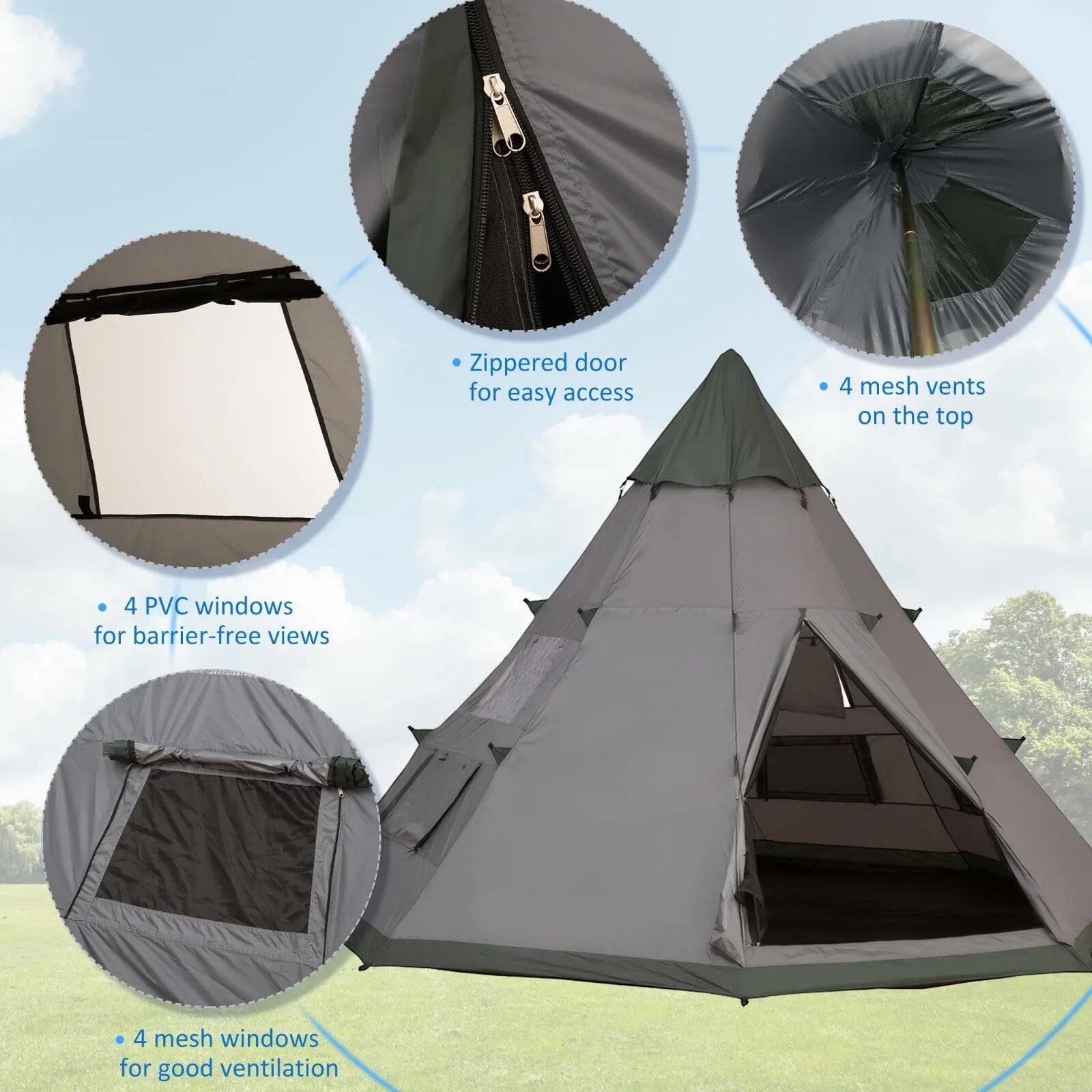 6 Person Camping Tent Outdoor Waterproof Metal Frame with Carry Bag Family Size - Home and Garden Furniture Shop - rustic - furniture