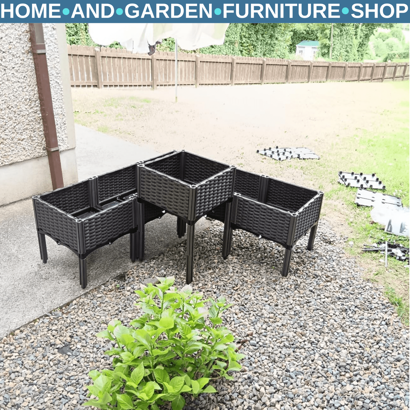 6 - Piece 26L Raised Planter Bed Modular Garden Grow Box Set for Outdoor Vegetable - Home and Garden Furniture Shop - rustic - furniture