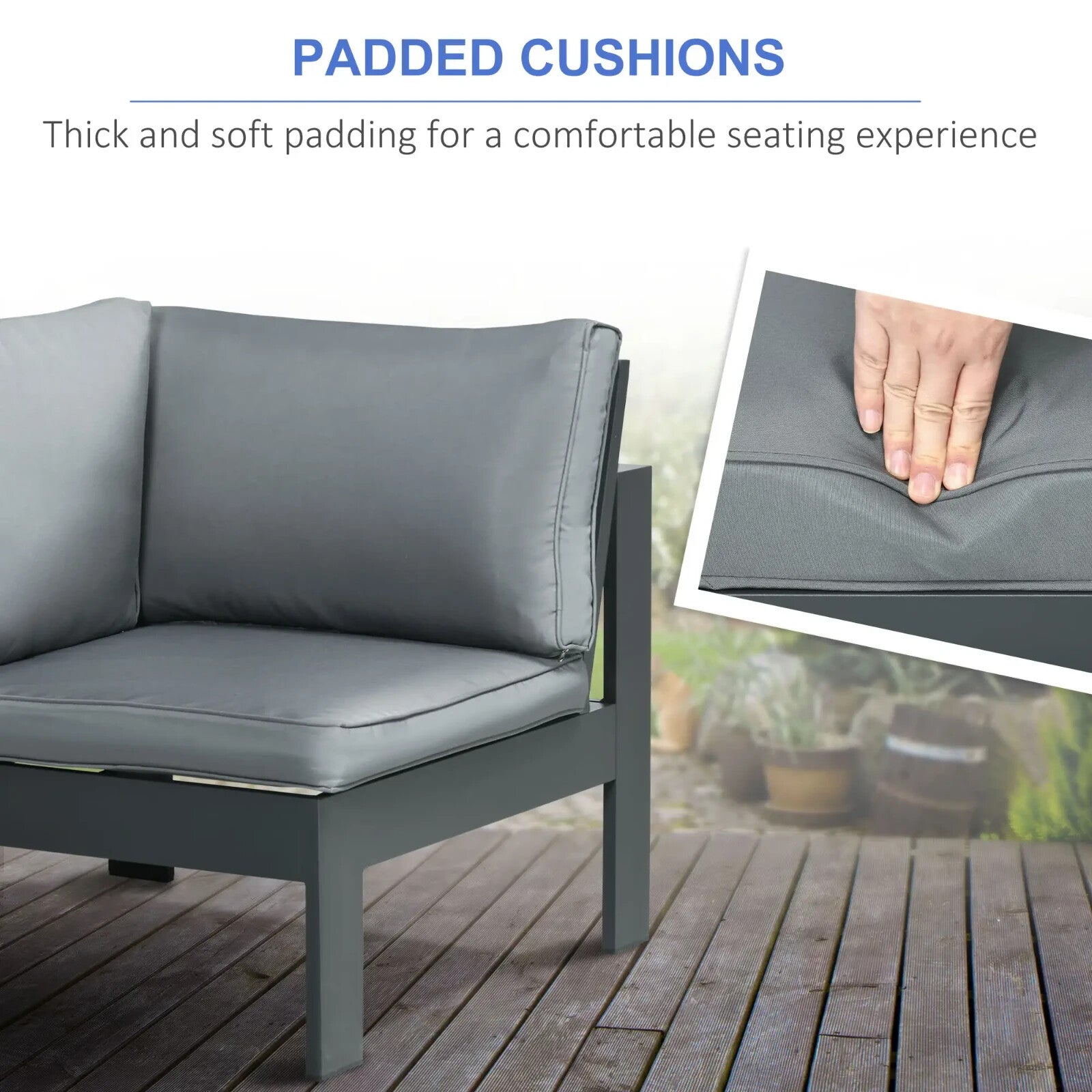 6 Piece Aluminium Garden Furniture Set with Corner Sofa Loveseat Footstool Table - Home and Garden Furniture Shop - rustic - furniture