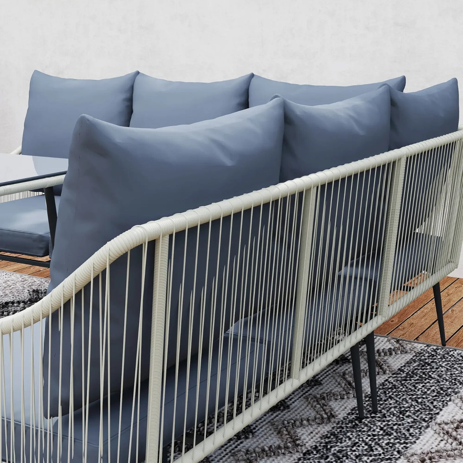 6 Piece Garden Furniture Set Corner Sofa Outdoor Patio Set with Thick Cushions - Home and Garden Furniture Shop - rustic - furniture