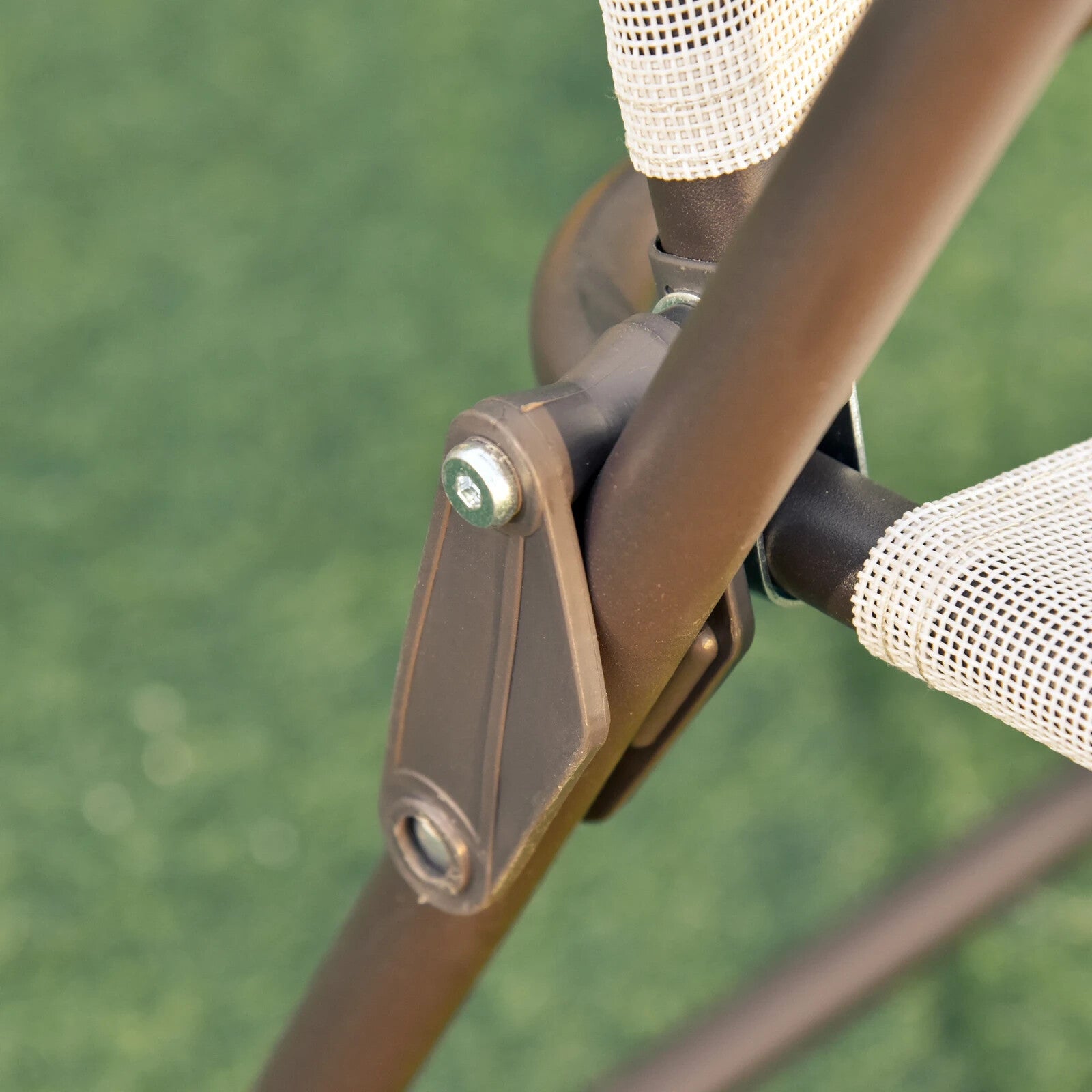 6 Piece Garden Furniture Set Folding Chairs Table and Parasol for Patio Cream - Home and Garden Furniture Shop - rustic - furniture