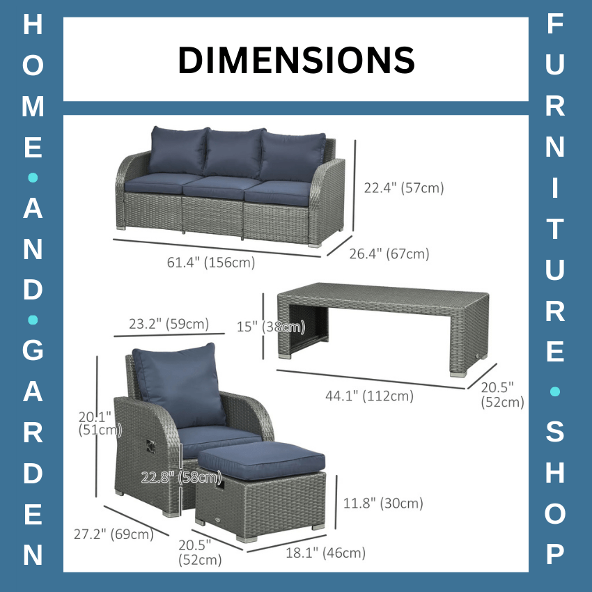 6 Piece Outdoor Rattan Furniture Set with Sofas Table & Footstools Garden Lounge - Home and Garden Furniture Shop - rustic - furniture