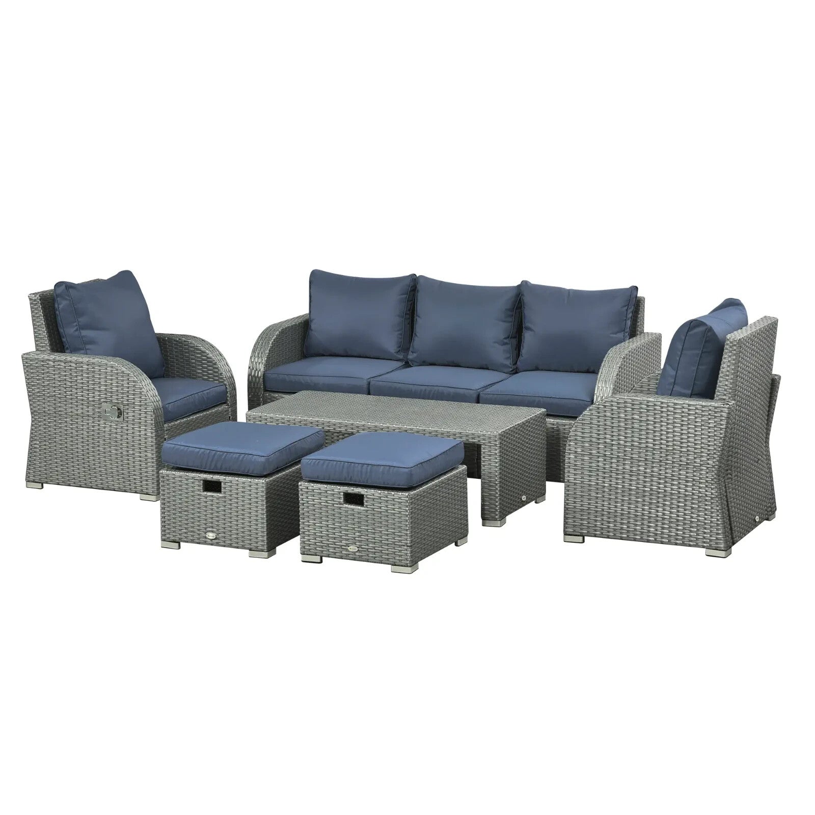 6 Piece Outdoor Rattan Furniture Set with Sofas Table & Footstools Garden Lounge - Home and Garden Furniture Shop - rustic - furniture
