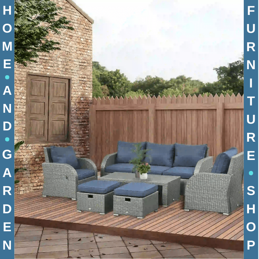 6 Piece Outdoor Rattan Furniture Set with Sofas Table & Footstools Garden Lounge - Home and Garden Furniture Shop - rustic - furniture