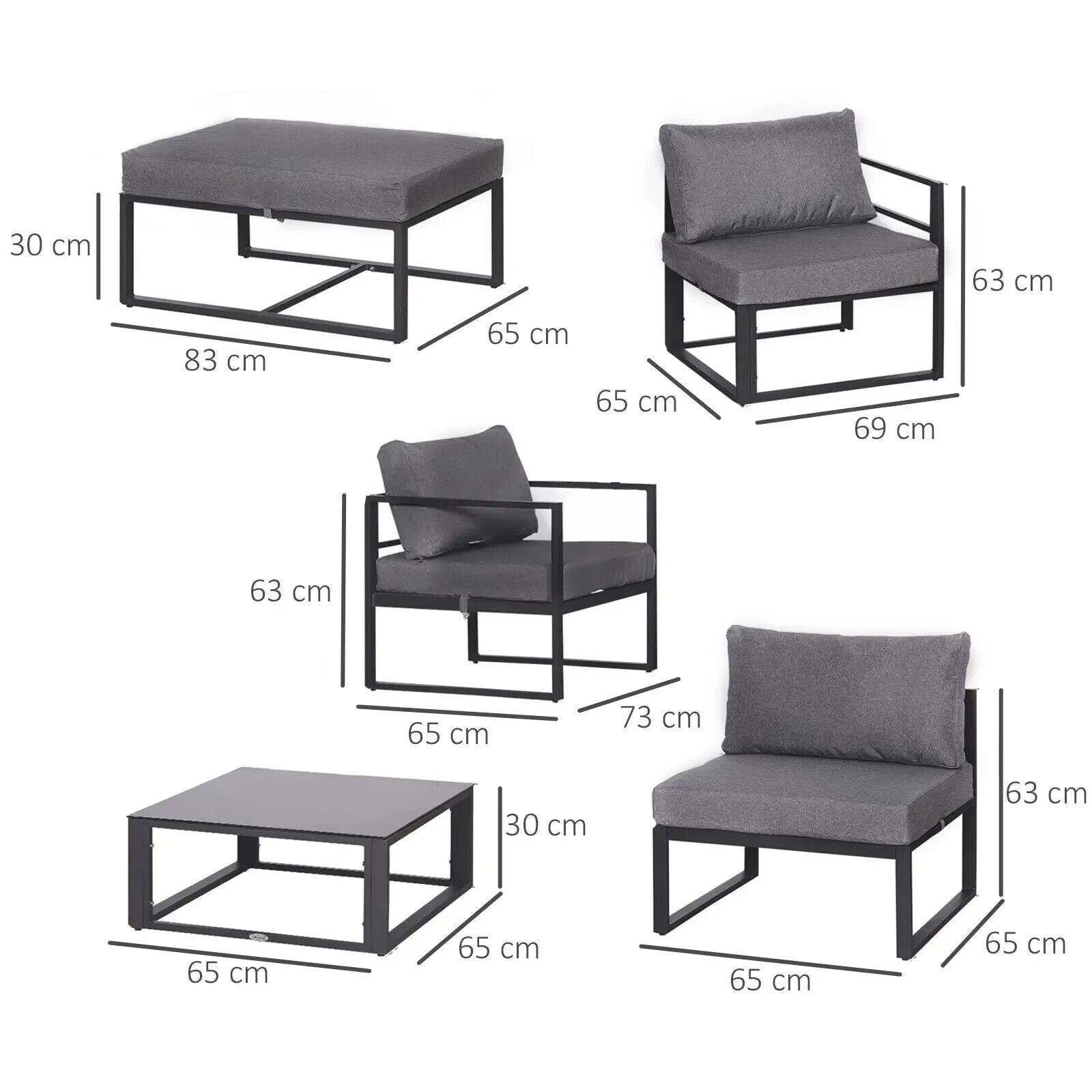 6 Piece Outdoor Sectional Sofa Set Aluminium Frame Cushions Tempered Glass Table - Home and Garden Furniture Shop - #rustic - furniture#