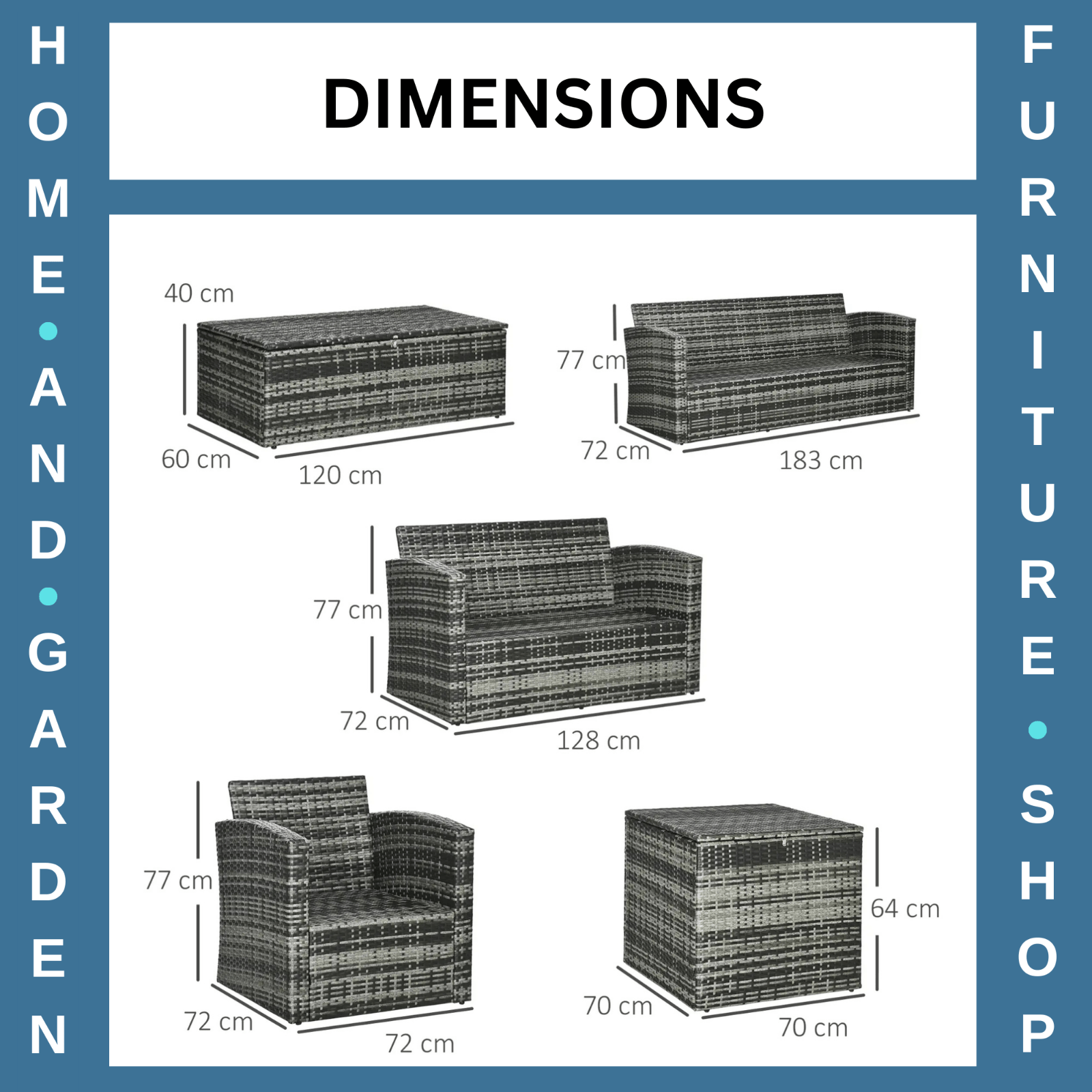6 Piece Rattan Garden Furniture Set 7 Seater Outdoor Sofa with Storage Tables - Home and Garden Furniture Shop - rustic - furniture