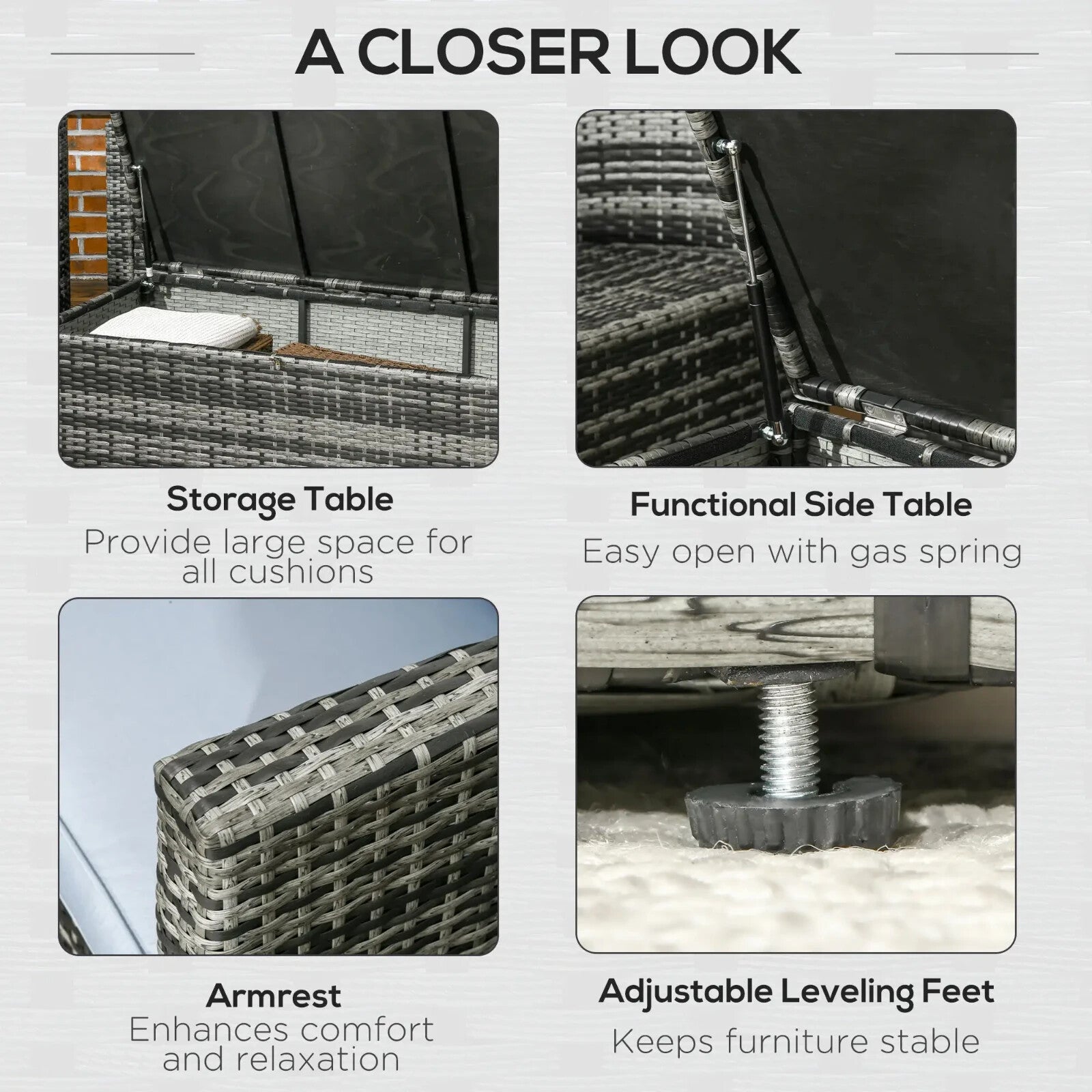 6 Piece Rattan Garden Furniture Set 7 Seater Outdoor Sofa with Storage Tables - Home and Garden Furniture Shop - rustic - furniture