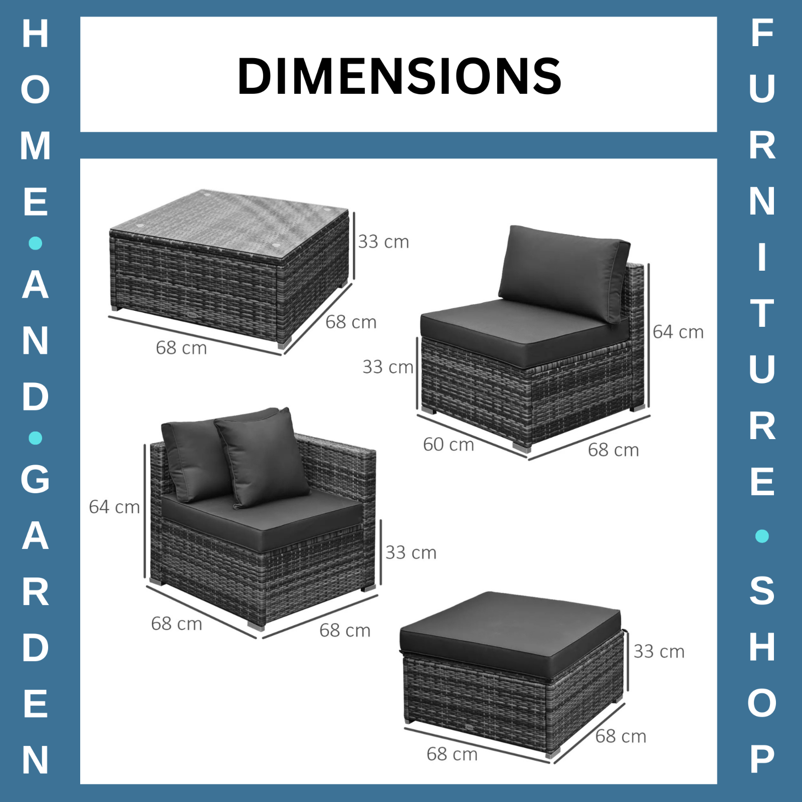 6 Piece Rattan Garden Furniture Set Aluminium Frame Sofa Chairs and Table - Home and Garden Furniture Shop - rustic - furniture