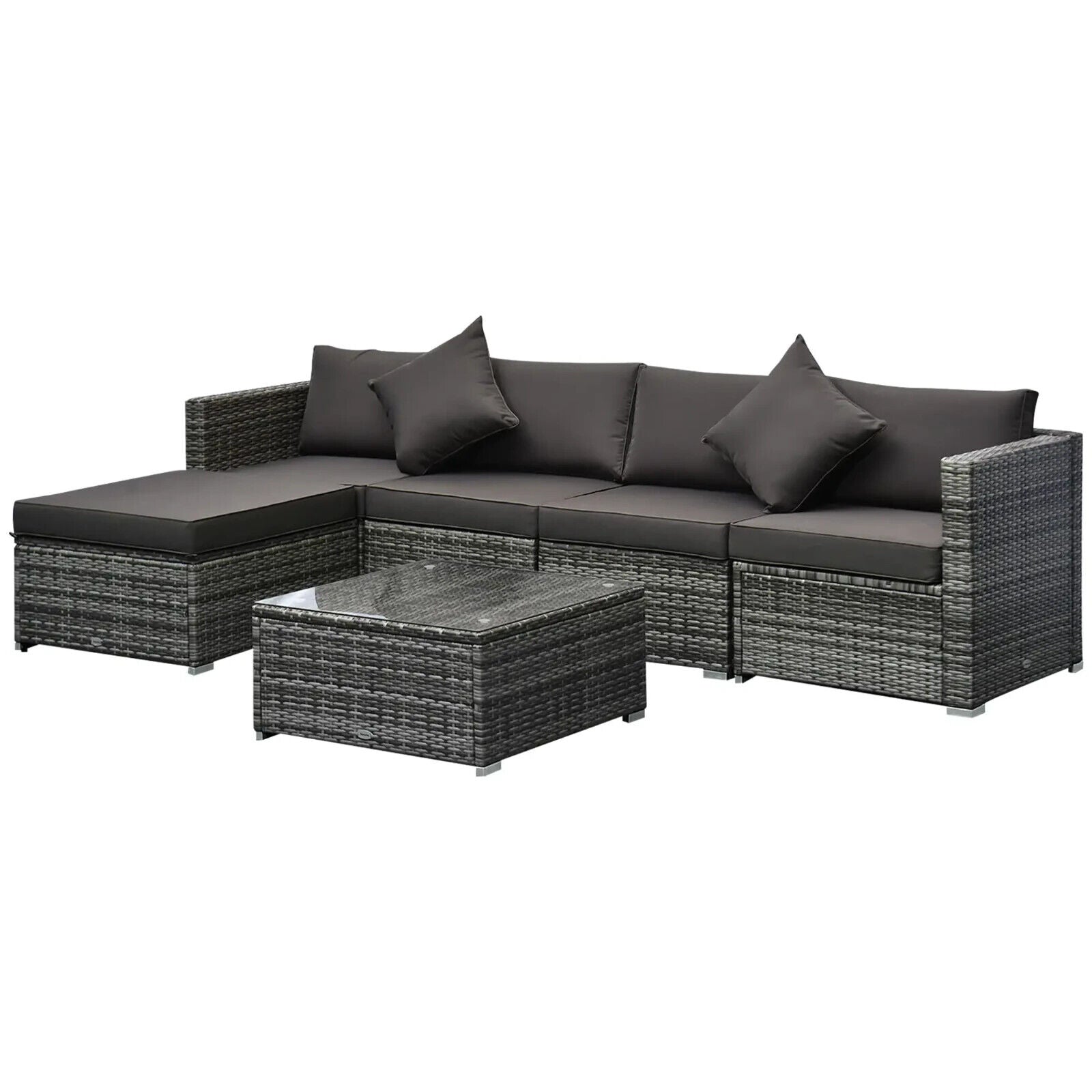 6 Piece Rattan Garden Furniture Set Aluminium Frame Sofa Chairs and Table - Home and Garden Furniture Shop - #rustic - furniture#