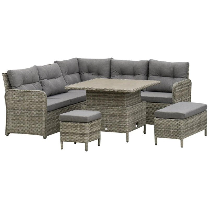 6 Piece Rattan Garden Furniture Set - Sectional Corner Sofa for Outdoor Use - Home and Garden Furniture Shop - rustic - furniture