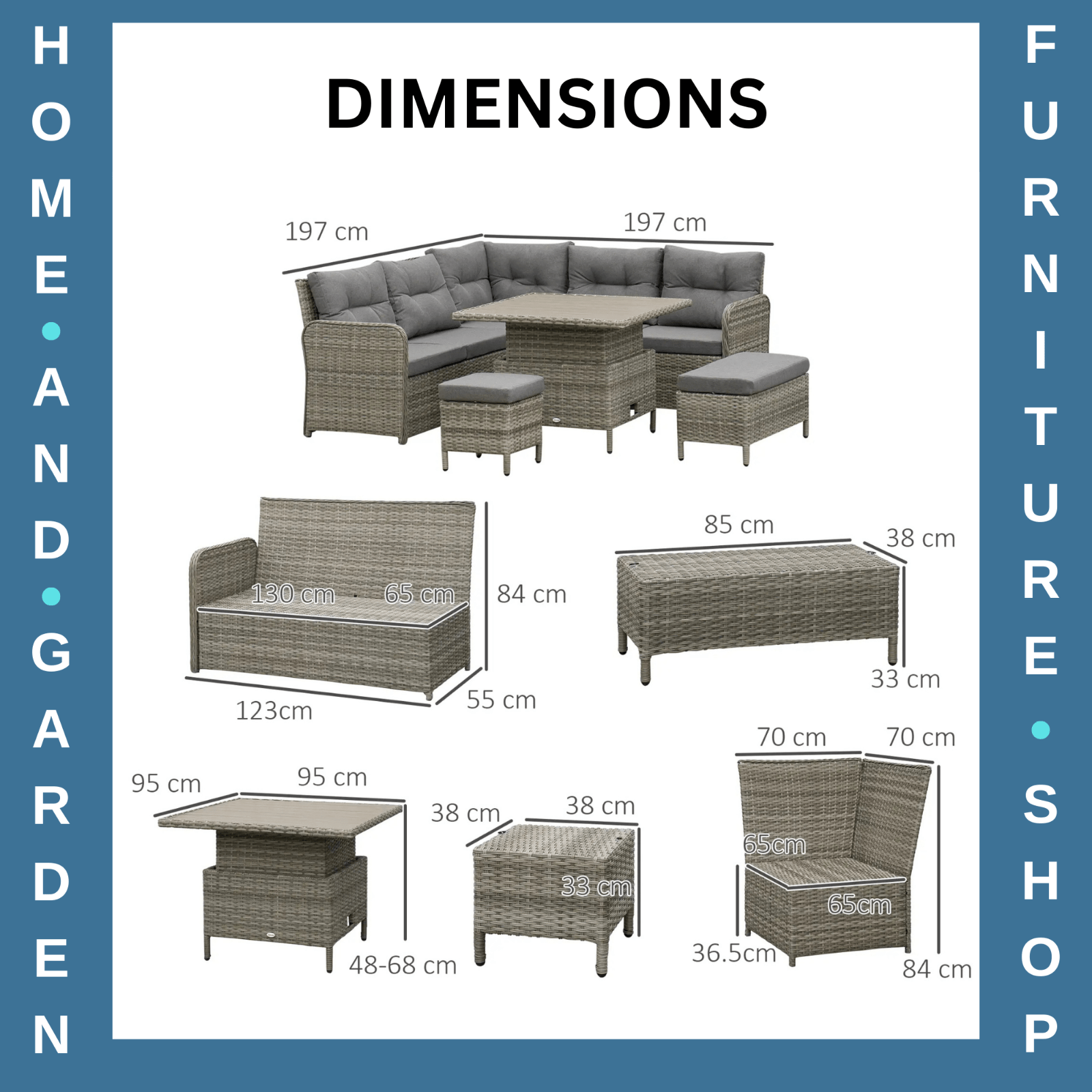 6 Piece Rattan Garden Furniture Set - Sectional Corner Sofa for Outdoor Use - Home and Garden Furniture Shop - rustic - furniture