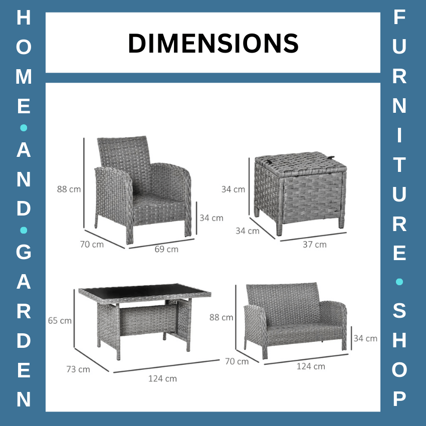 6 Piece Rattan Garden Furniture Set w/ Dining Table Sofa & All - Weather Cushions - Home and Garden Furniture Shop - rustic - furniture