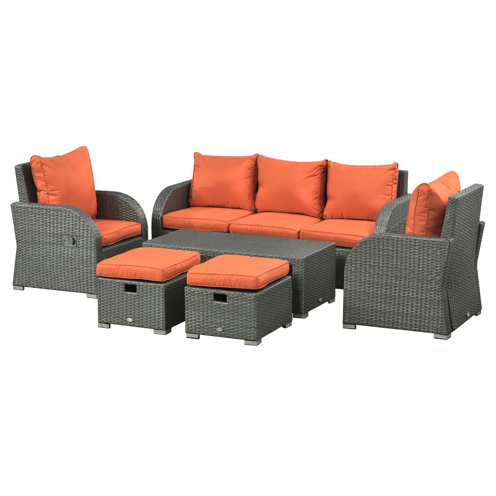 6 Piece Rattan Garden Furniture Set with Sofas Footstools & Table Outdoor Patio - Home and Garden Furniture Shop - rustic - furniture