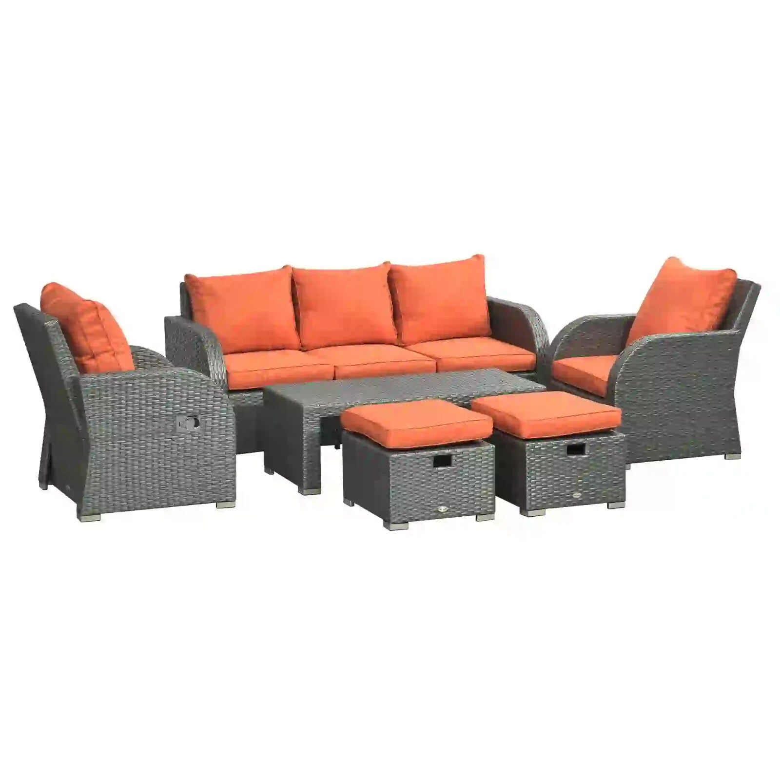 6 Piece Rattan Garden Furniture Set with Sofas Footstools & Table Outdoor Patio - Home and Garden Furniture Shop - rustic - furniture