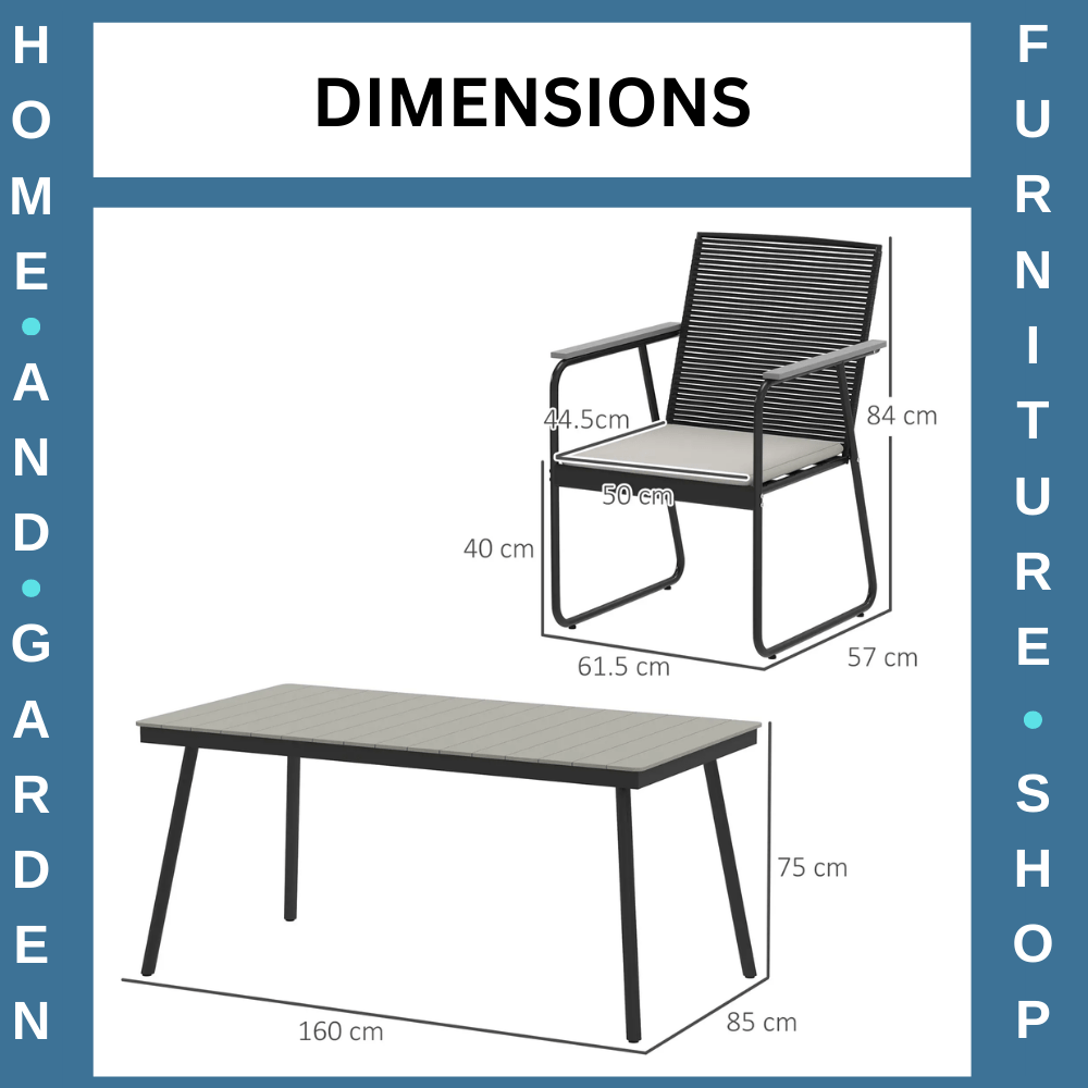 6 Seater Garden Dining Set Soft Cushions Rattan Backrest Outdoor Furniture Grey - Home and Garden Furniture Shop - rustic - furniture