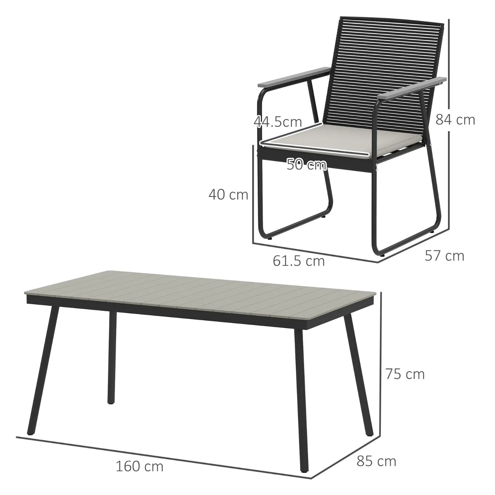 6 Seater Garden Dining Set Soft Cushions Rattan Backrest Outdoor Furniture Grey - Home and Garden Furniture Shop - rustic - furniture