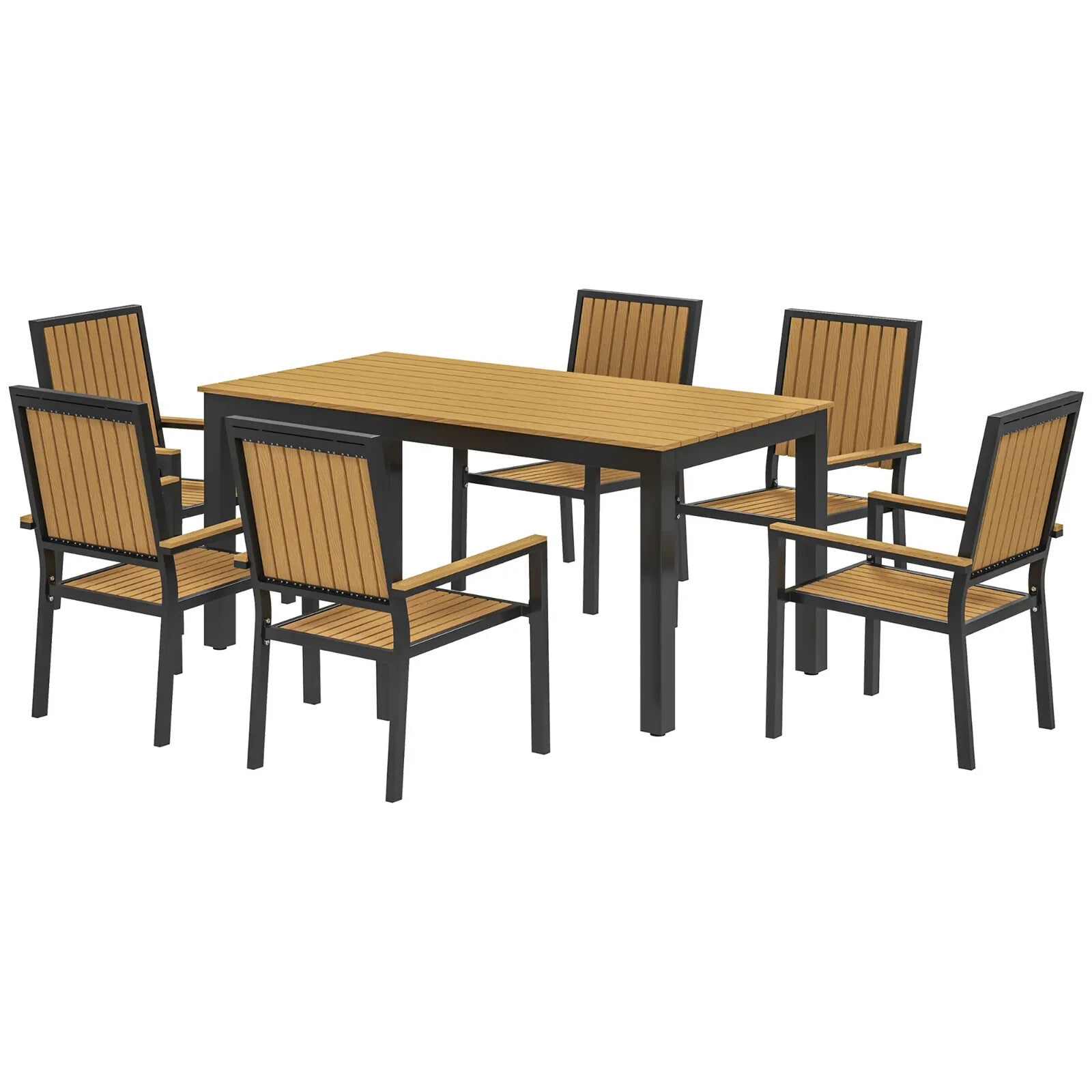 6 Seater Garden Dining Set with Stackable Chairs Aluminium and Plastic Tabletop - Home and Garden Furniture Shop - rustic - furniture