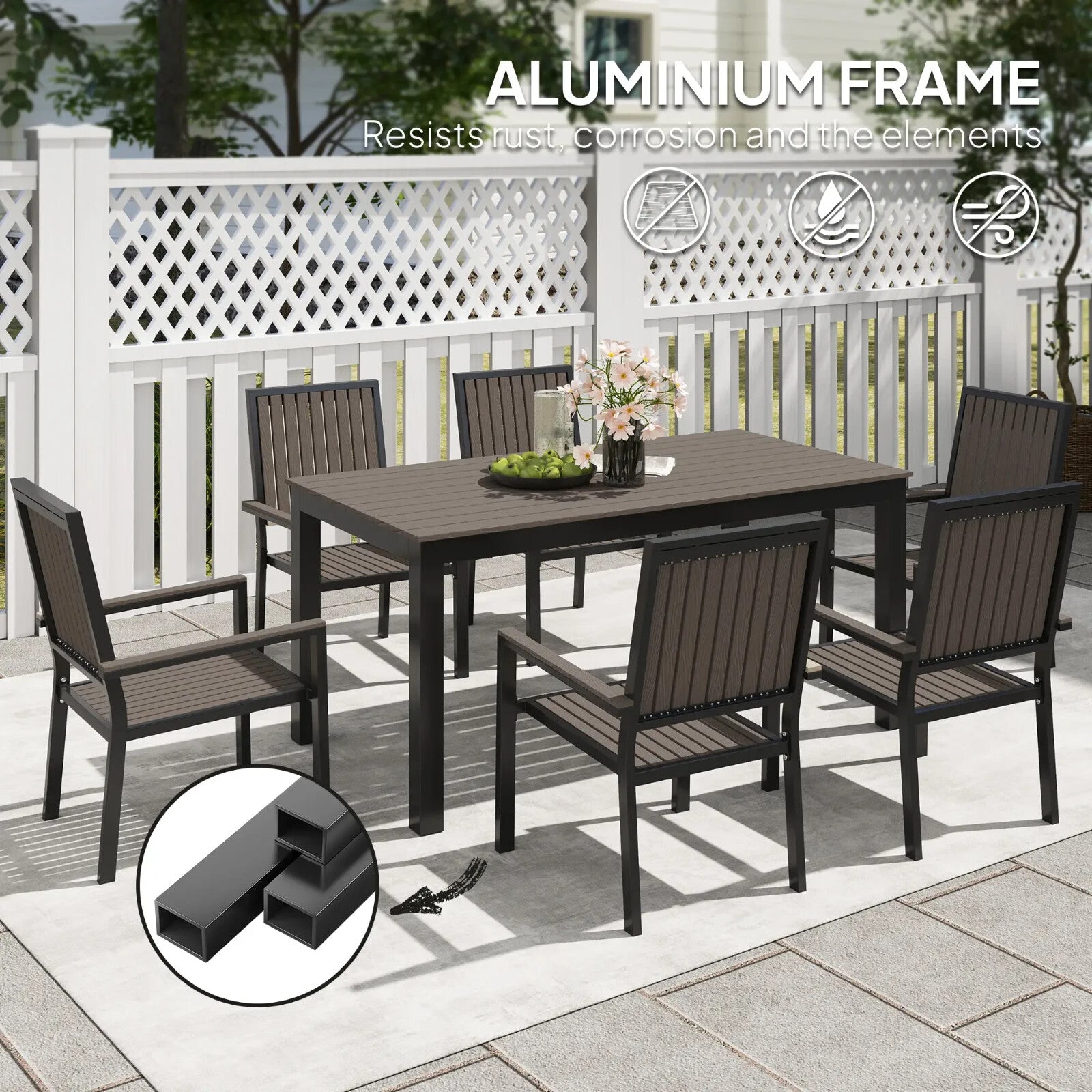 6 Seater Garden Dining Set with Stackable Chairs and Outdoor Rectangular Table - Home and Garden Furniture Shop - rustic - furniture