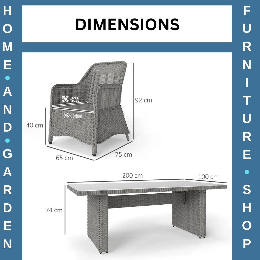 6 Seater Rattan Dining Set Round Garden Furniture w/ Cushions Patio Table Chairs - Home and Garden Furniture Shop - rustic - furniture