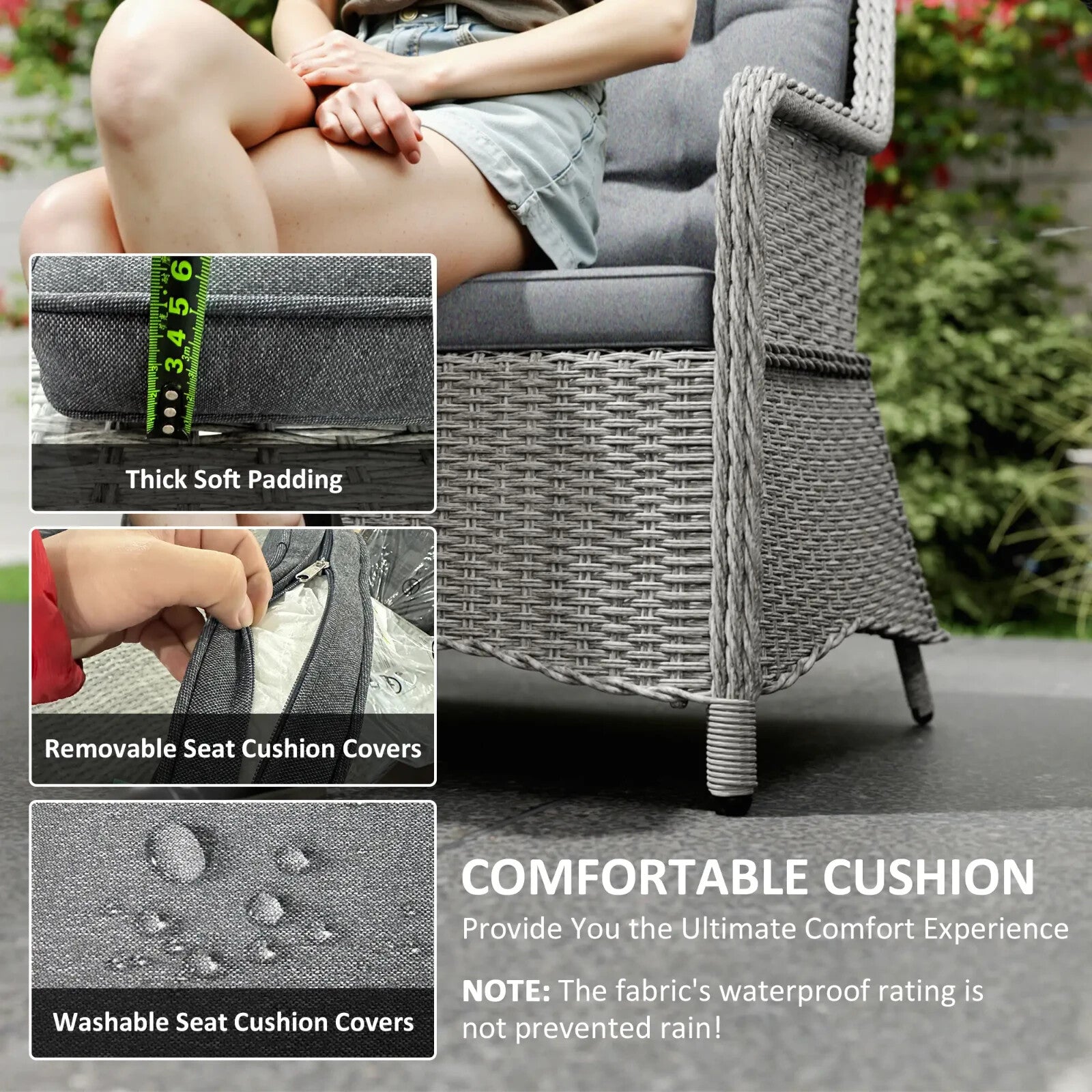 6 Seater Rattan Dining Set Round Garden Furniture w/ Cushions Patio Table Chairs - Home and Garden Furniture Shop - rustic - furniture