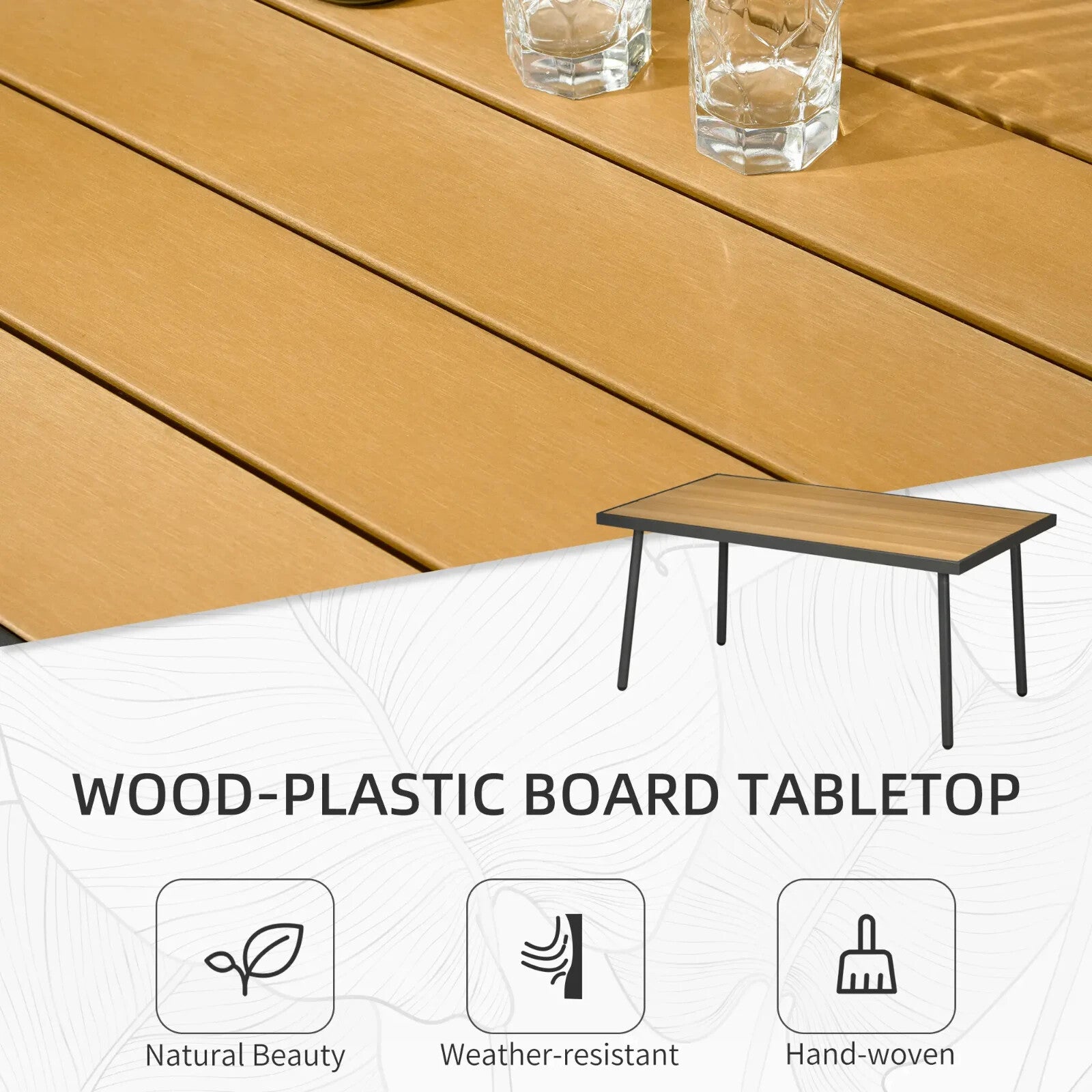 6 Seater Rattan Furniture Set w/ Sofa Footstool &Wood Plastic Coffee Table - Home and Garden Furniture Shop - rustic - furniture