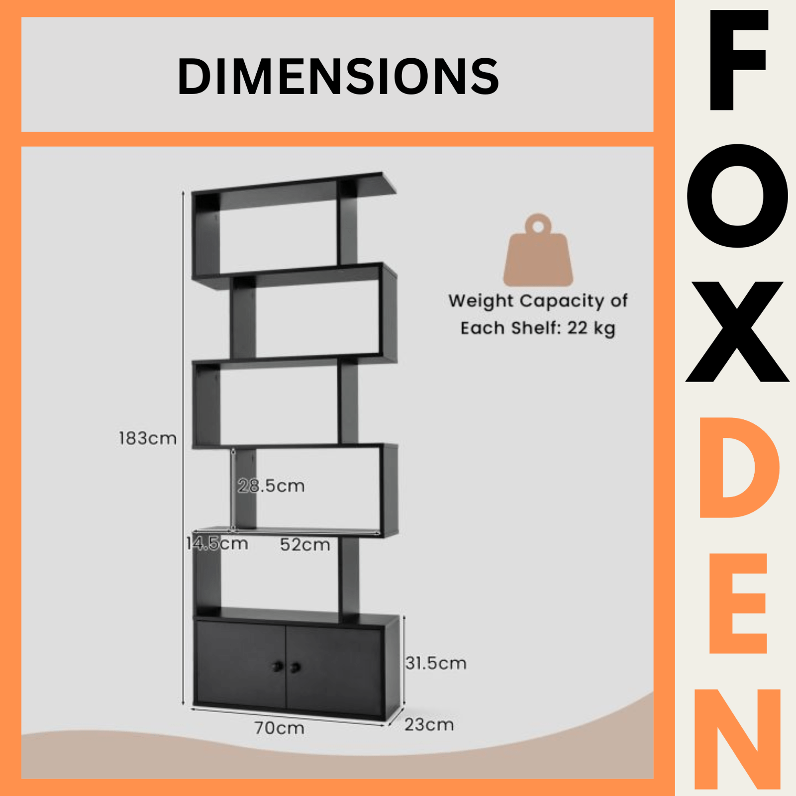 6 Tier Industrial S Shaped Bookcase with Cabinet Storage Bookshelf Display Unit - Home and Garden Furniture Shop - #rustic - furniture#