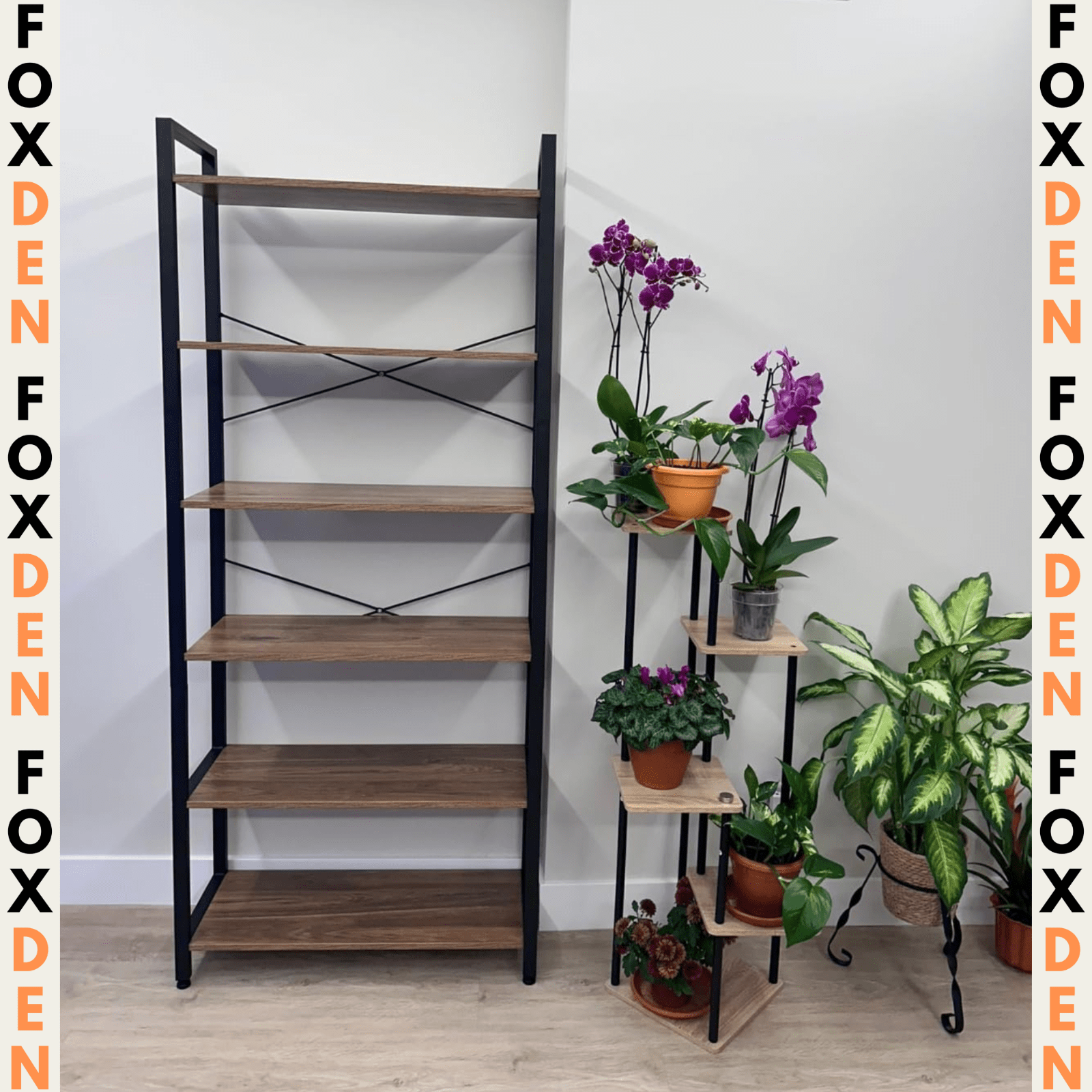 6 Tier Tall Bookshelf Large Bookcase Steel Frame Shelf Unit Industrial Tallboy - Home and Garden Furniture Shop - #rustic - furniture#