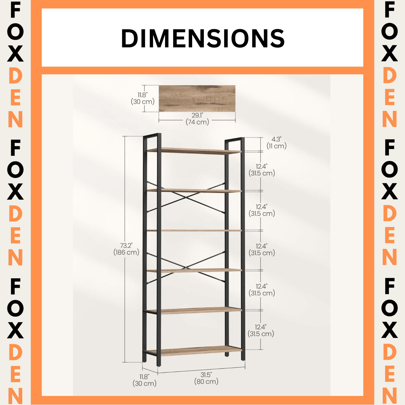 6 Tier Tall Bookshelf Large Bookcase Steel Frame Shelf Unit Industrial Tallboy - Home and Garden Furniture Shop - #rustic - furniture#