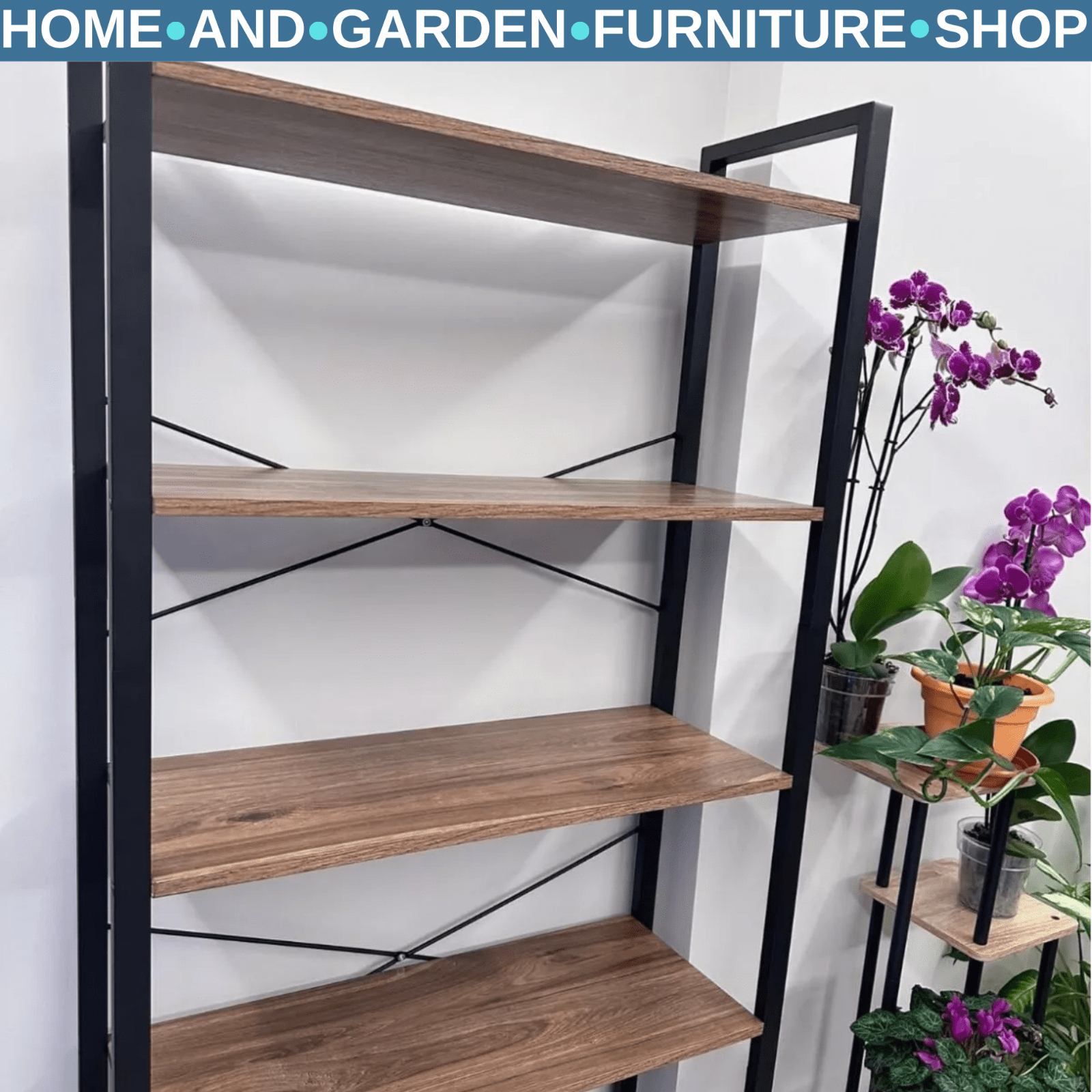 6 Tier Tall Bookshelf Large Bookcase Steel Frame Shelf Unit Industrial Tallboy - Home and Garden Furniture Shop - rustic - furniture