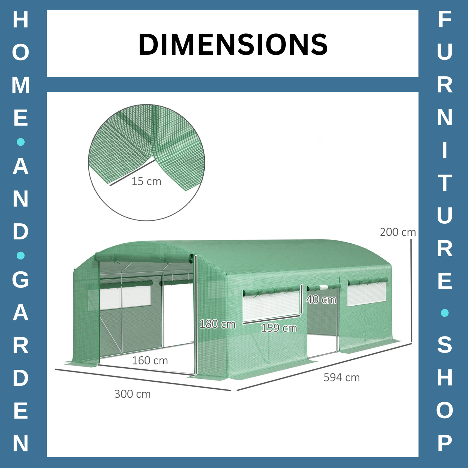 6 x 3 x 2 m Polytunnel Greenhouse with 3 Doors Mesh Window Walk In Garden Tunnel - Home and Garden Furniture Shop - rustic - furniture