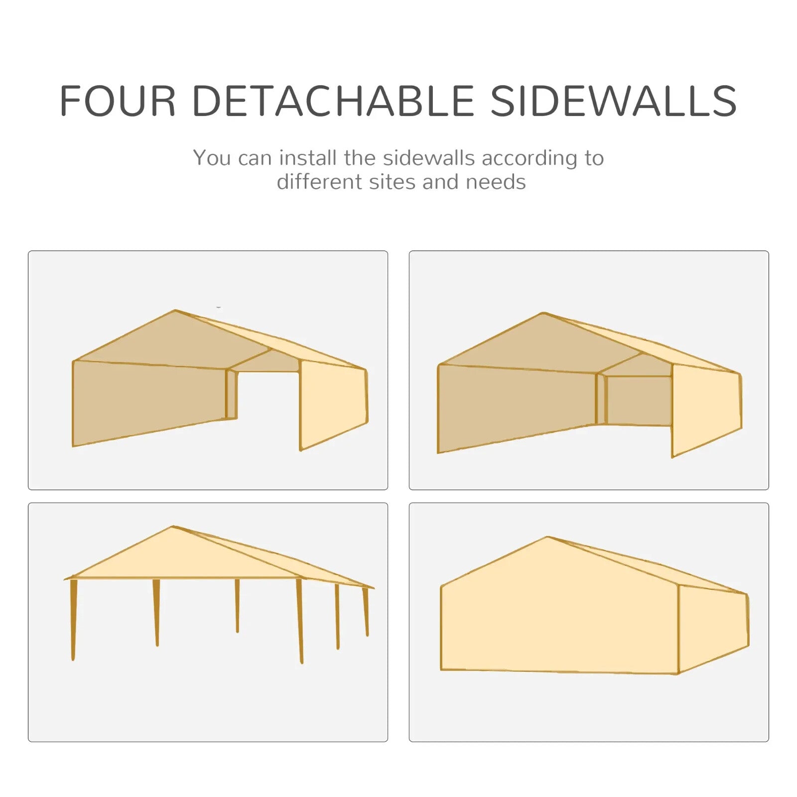6 x 3m Outdoor Gazebo Marquee with 6 Removable Side Walls Sun Canopy Party Tent - Home and Garden Furniture Shop - rustic - furniture