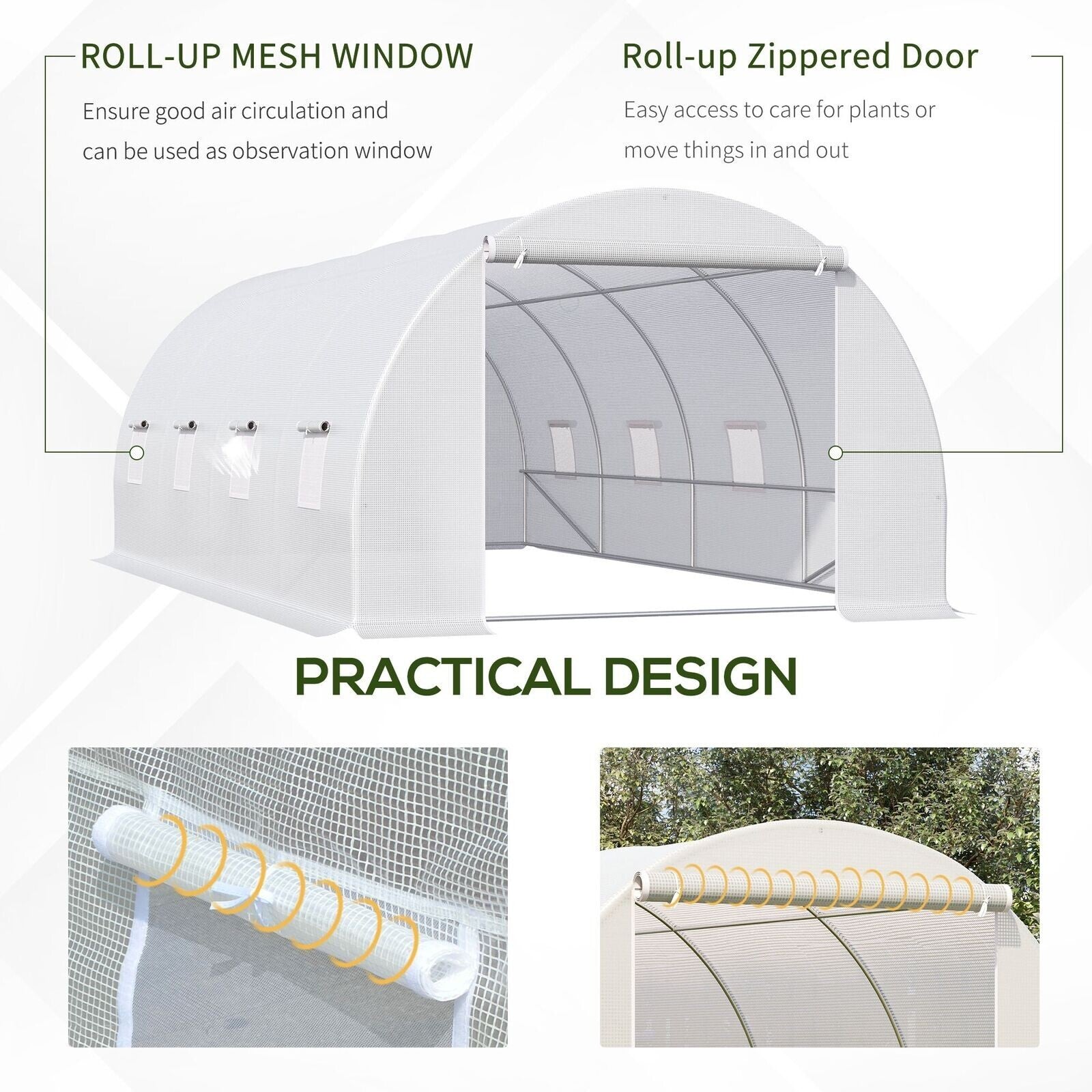 6 x 3m Walk In Polytunnel Greenhouse Plant Tent Metal Frame Outdoor Grow House - Home and Garden Furniture Shop - rustic - furniture