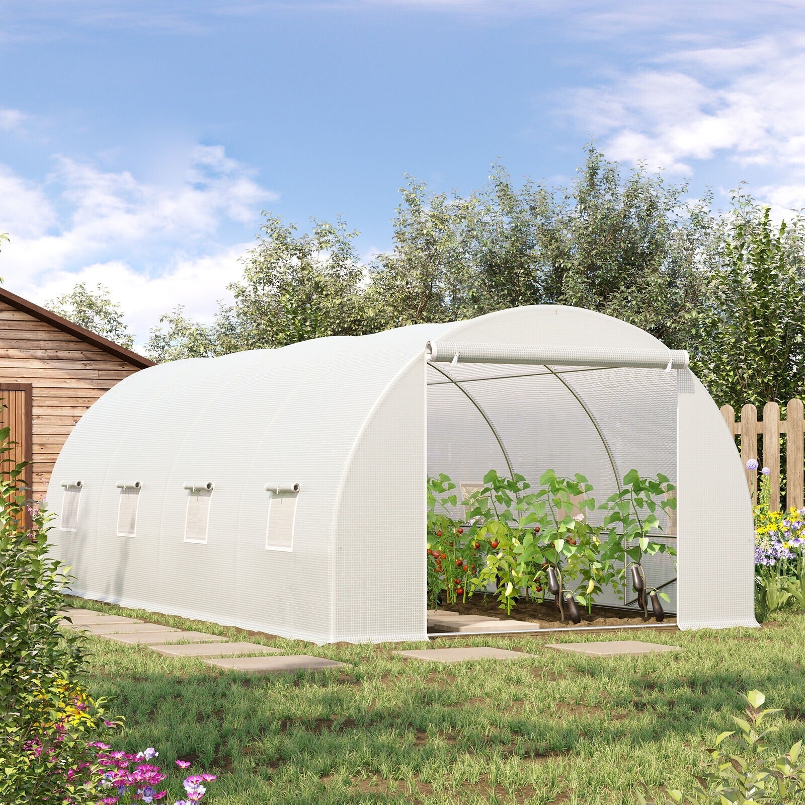 6 x 3m Walk In Polytunnel Greenhouse Plant Tent Metal Frame Outdoor Grow House - Home and Garden Furniture Shop - rustic - furniture