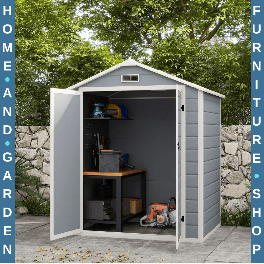 6 x 4.5 Garden Storage Shed Lockable w/ Double Doors Window Vent & Plastic Roof - Home and Garden Furniture Shop - #rustic - furniture#