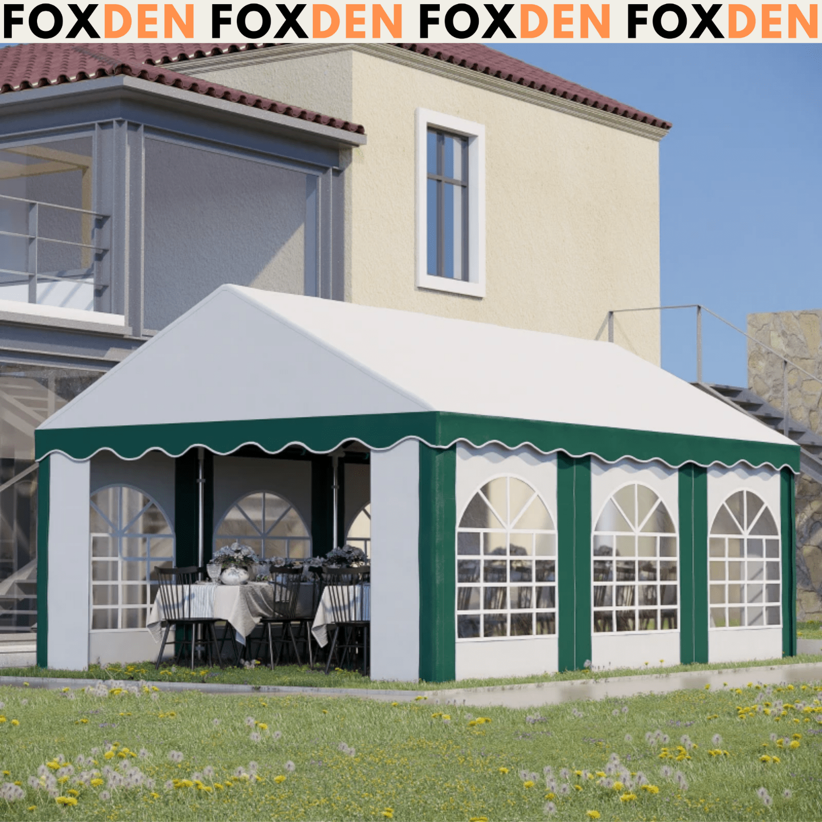 6 x 4m Large Marquee with Sides Gazebo Heavy Duty Party Tent Outdoor Event Cover - Home and Garden Furniture Shop - rustic - furniture